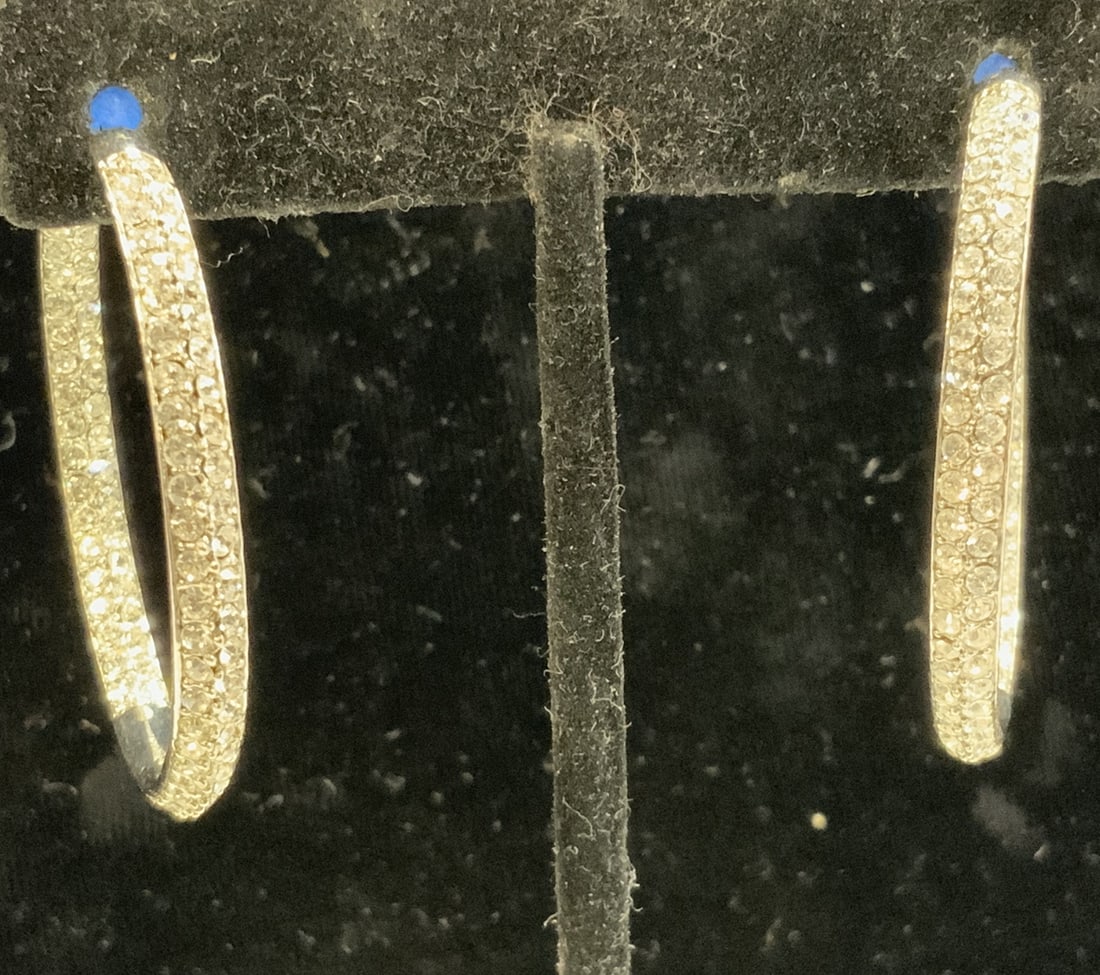 JB Inside Outside Silver Tone Crystal Hoops (1 of 7)