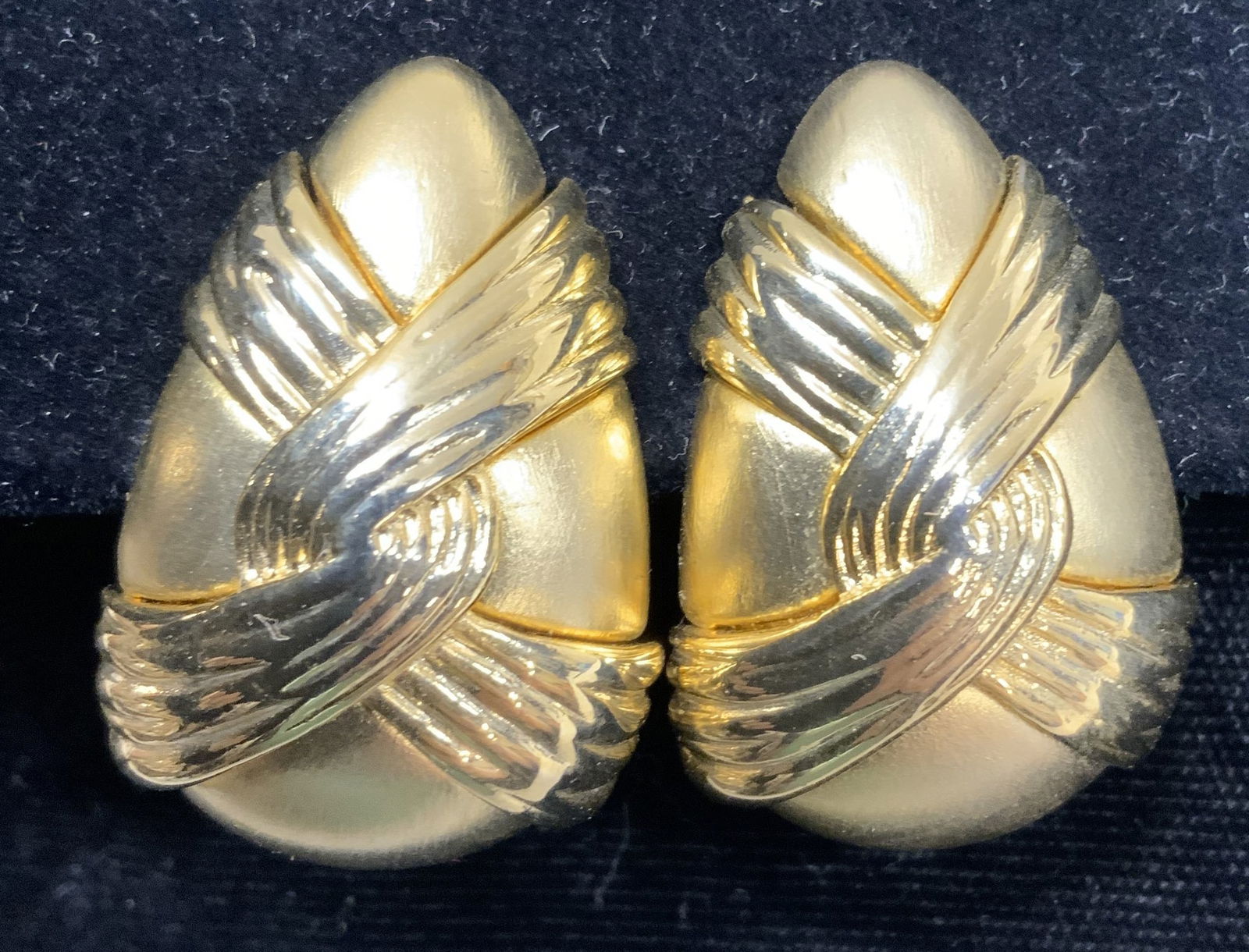 Gold Tone Heavy Metal Clip On Cocktail Earrings (1 of 6)