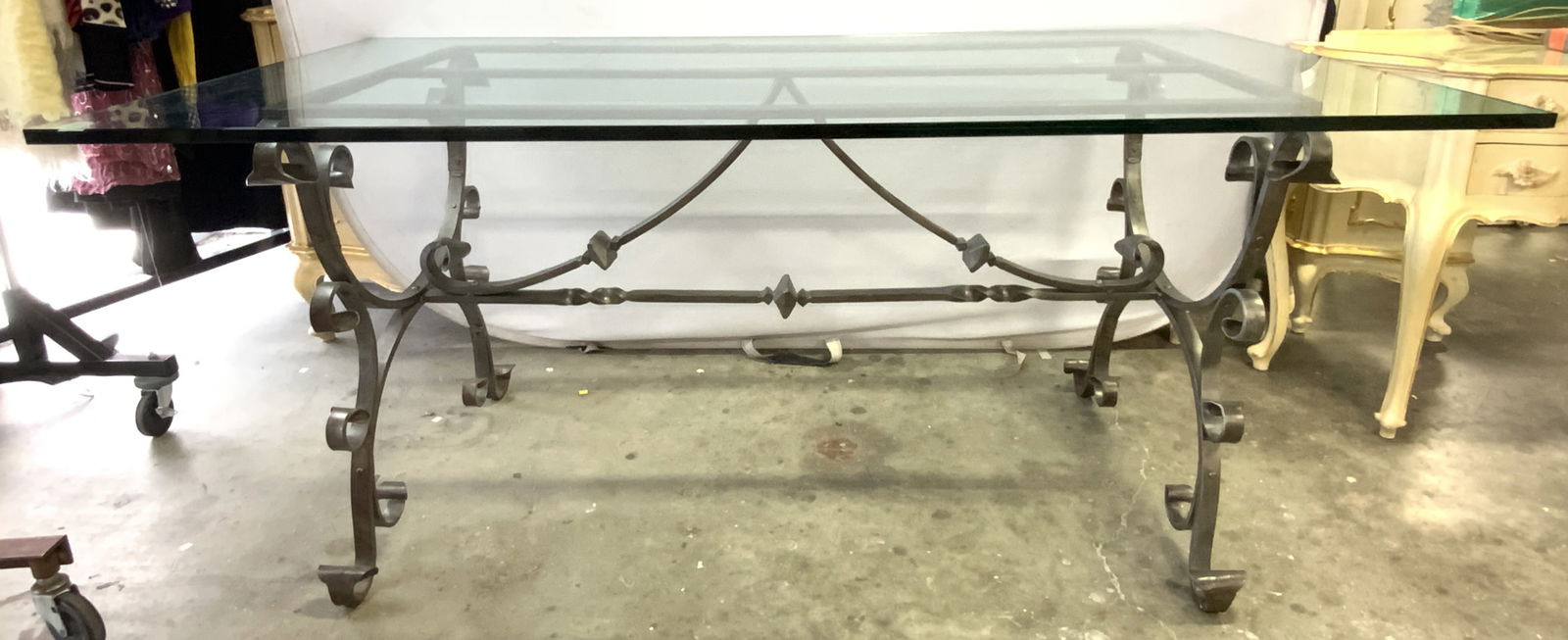 Iron Base Glass Top Dining Table (1 of 8)