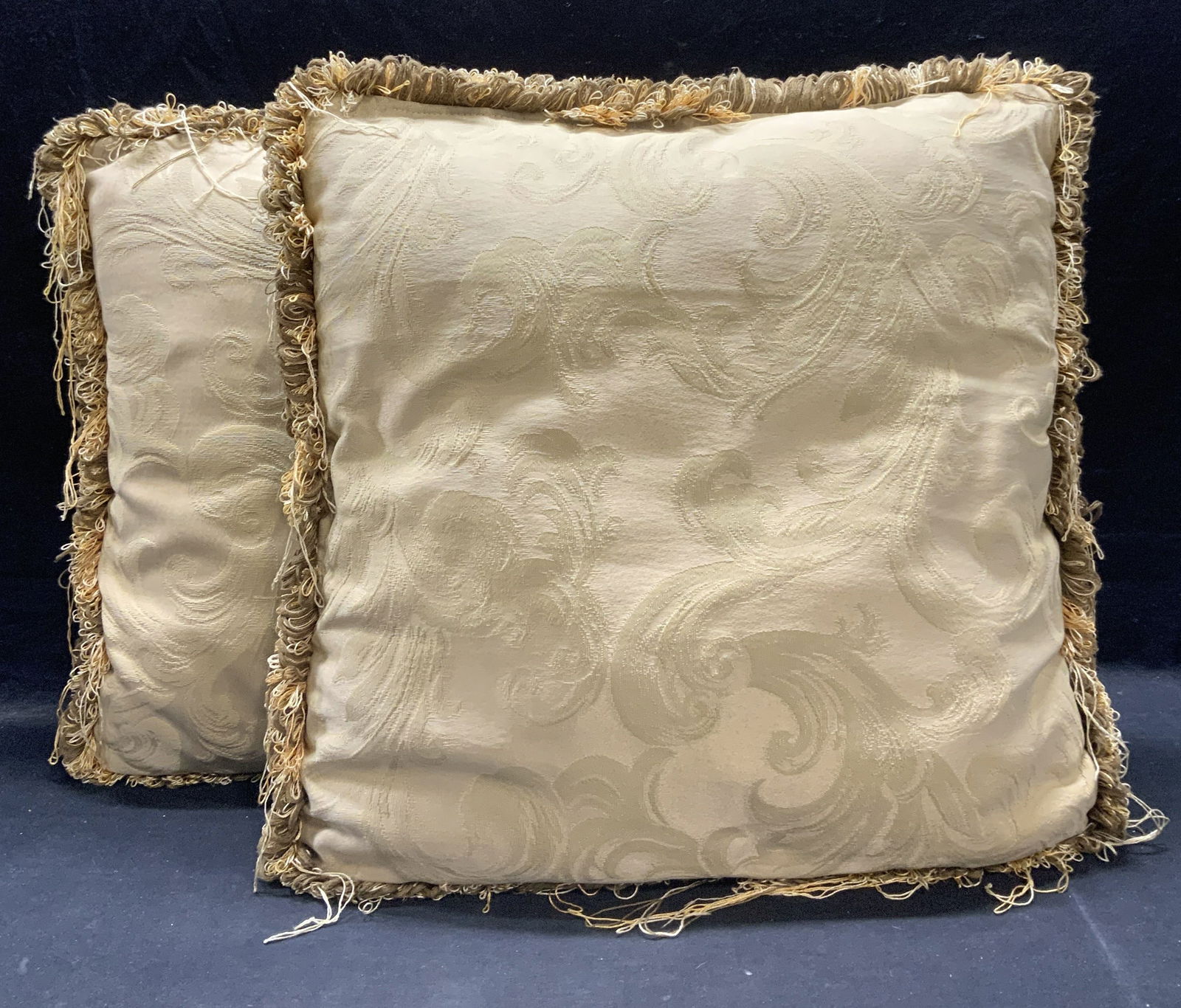 Pair Beige Embroidered Accent Pillows (1 of 7)