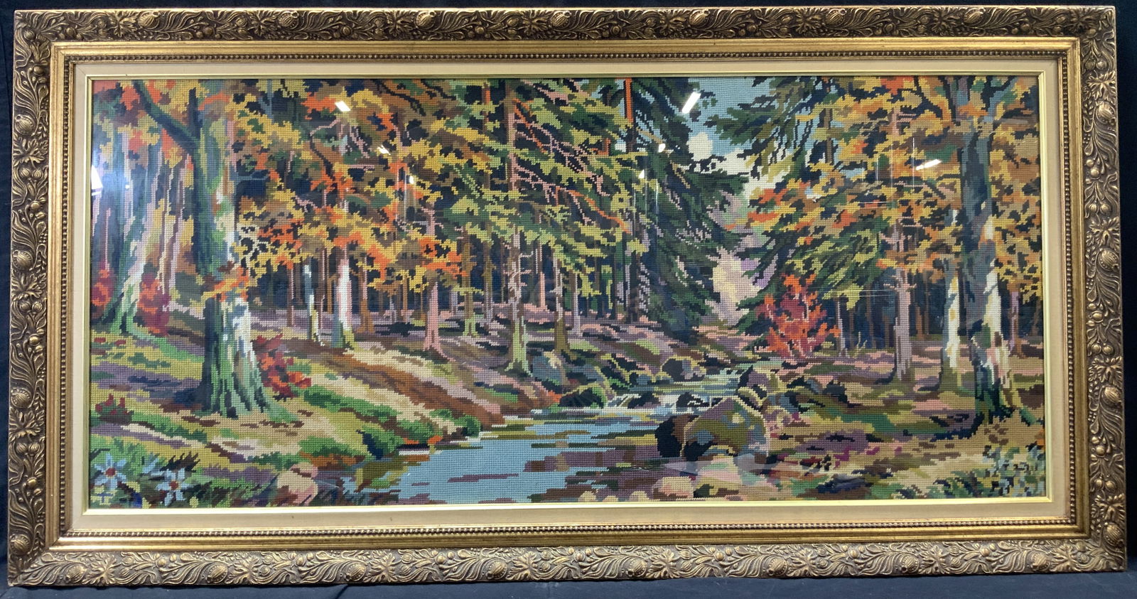 Framed Landscape Needlepoint Textile Art (1 of 9)