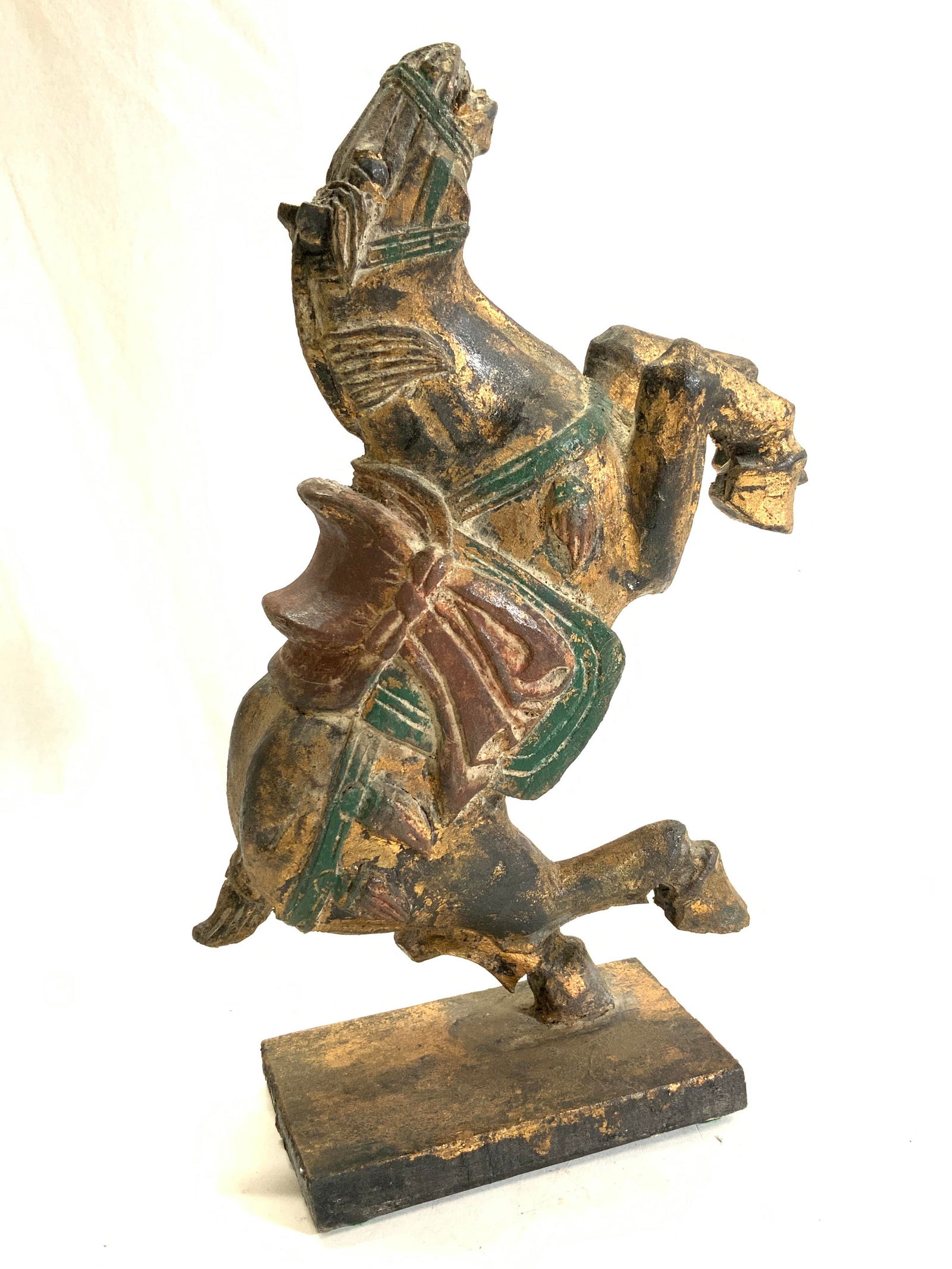 Carved Gilt Painted Wood Asian Warrior Horse (1 of 7)