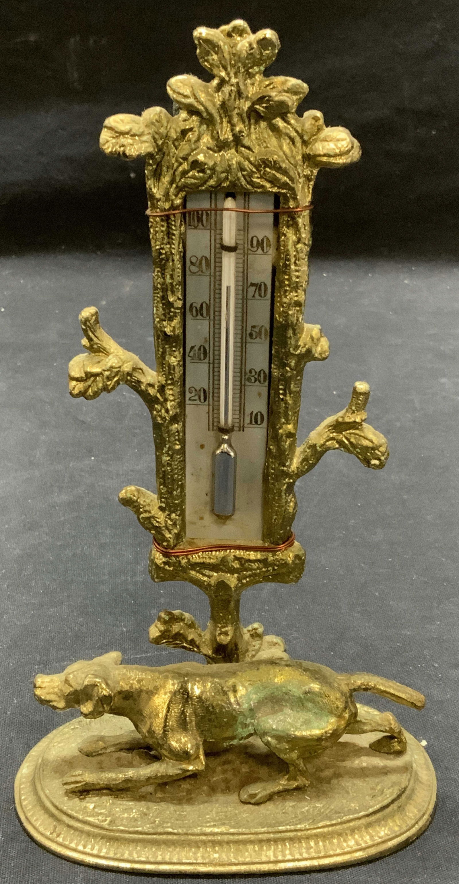 Antique Ornate Brass Pl Dog Thermometer (1 of 6)