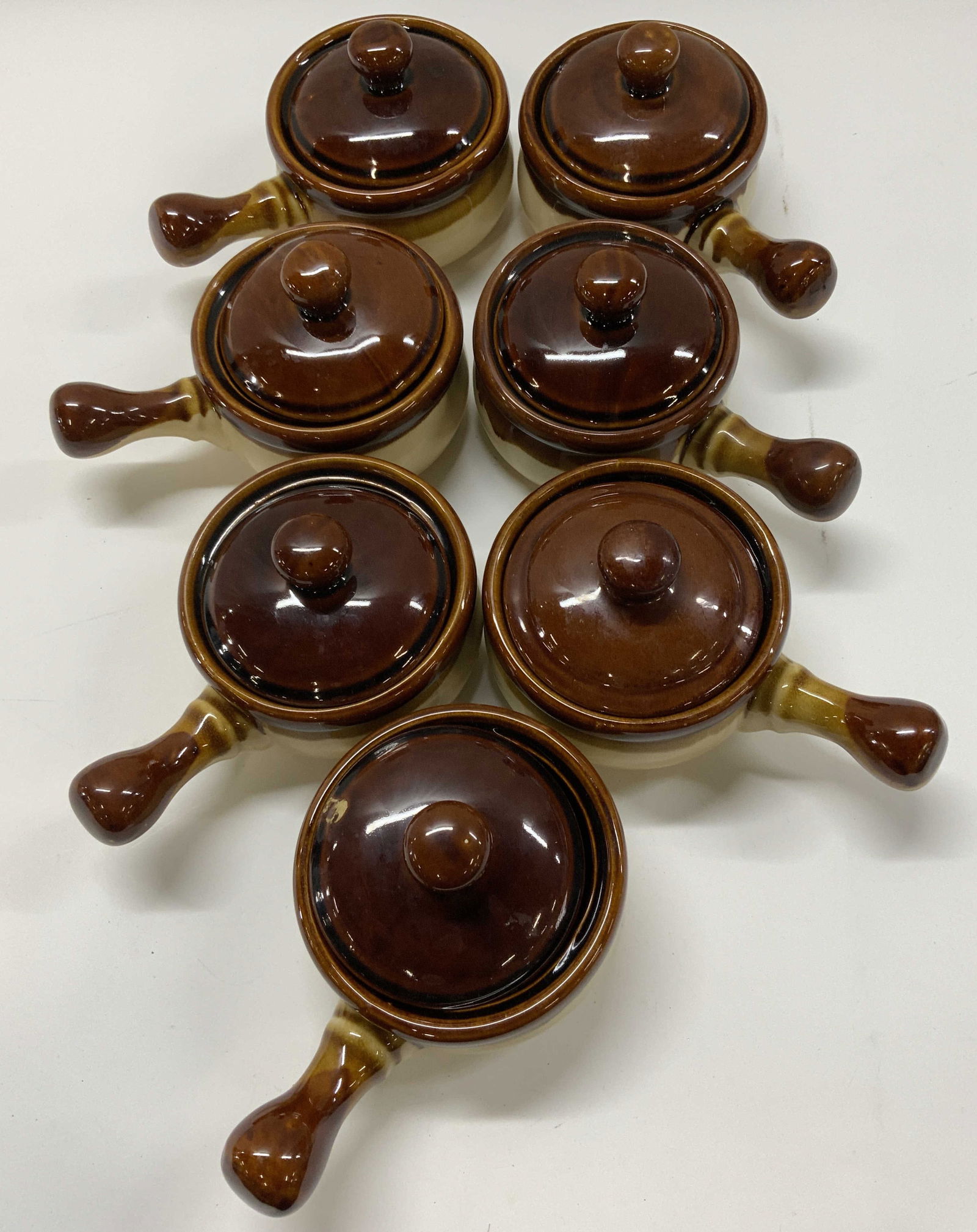 Set 7 Stoneware Lidded Soup Crocks, Bowls (1 of 6)