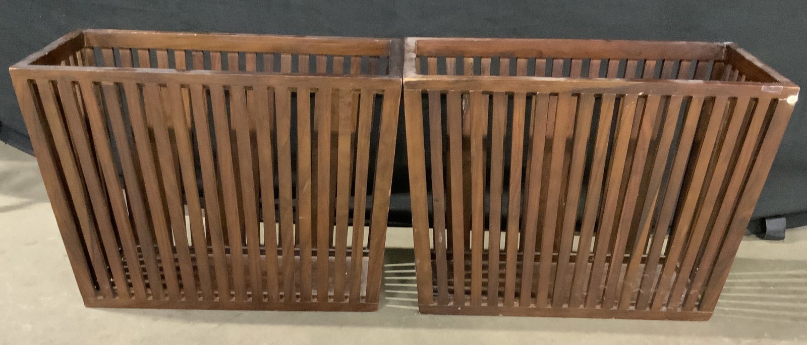 Pair CRATE & BARREL Shesham Wood Magazine Rack (1 of 9)