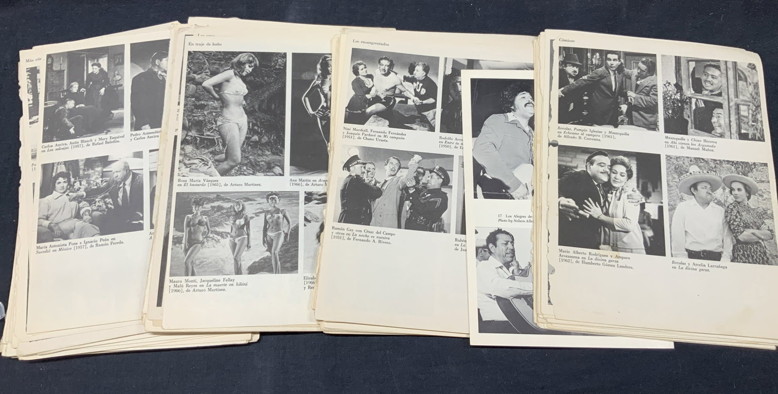 Vintage Spanish Actor Portraits: Vintage booklet filled with portraits of Spanish actors, some vintage adverts of movies and some stills from movies and shows they were in. Actors range from Carmen Sevilla, Antonio Badu, Luis Aguilar