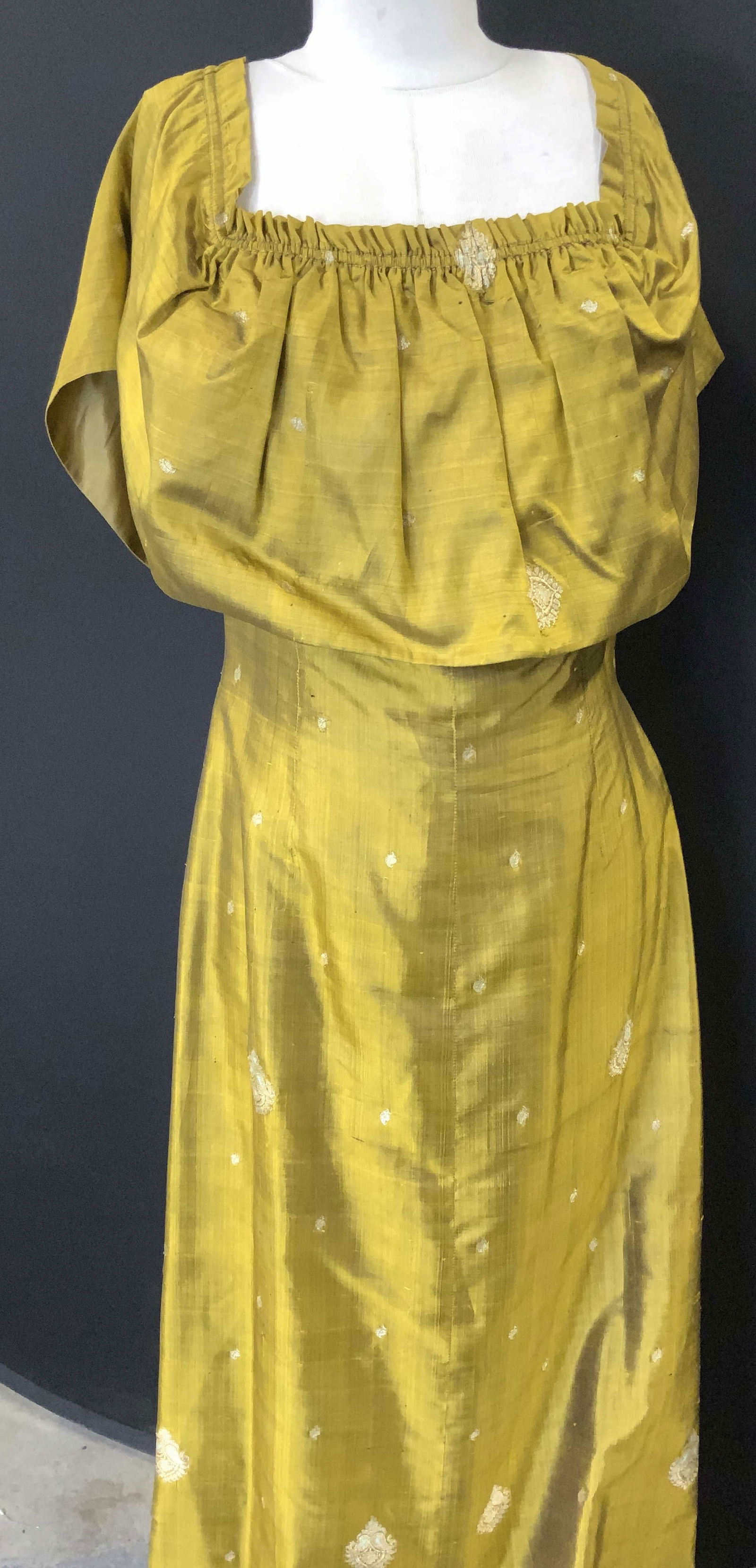 Handmade Silk Evening Gown Olive Green (1 of 11)