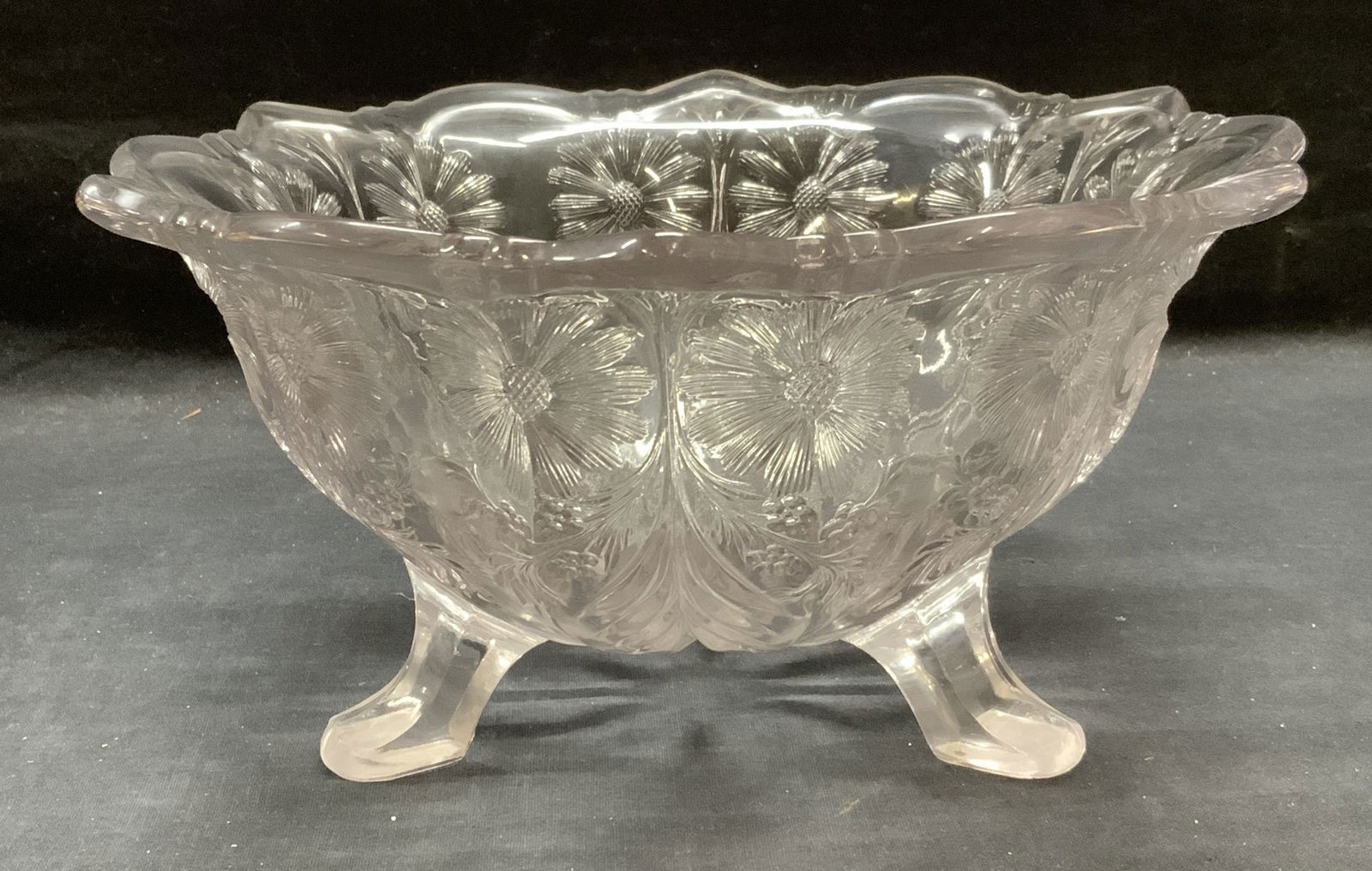 Purple Glass Floral Footed Bowl (1 of 7)