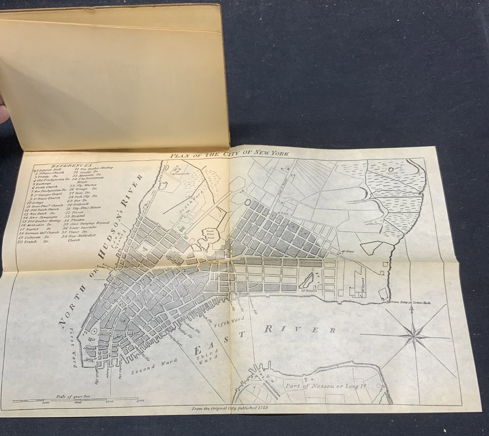 Antq First New York City Directory, Illustr 1905: Antique hardcover facsimile copy of The New York Directory for 1786 by Noah Webster. Originally published by H. J. Sachs & Company. Limited edition reprinted by The Winthrop Press, c. 1905. Numbered 4