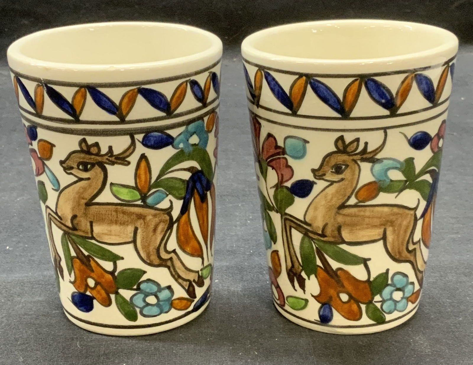 Pair Handmade Ceramic Deer Cups, Greece (1 of 6)