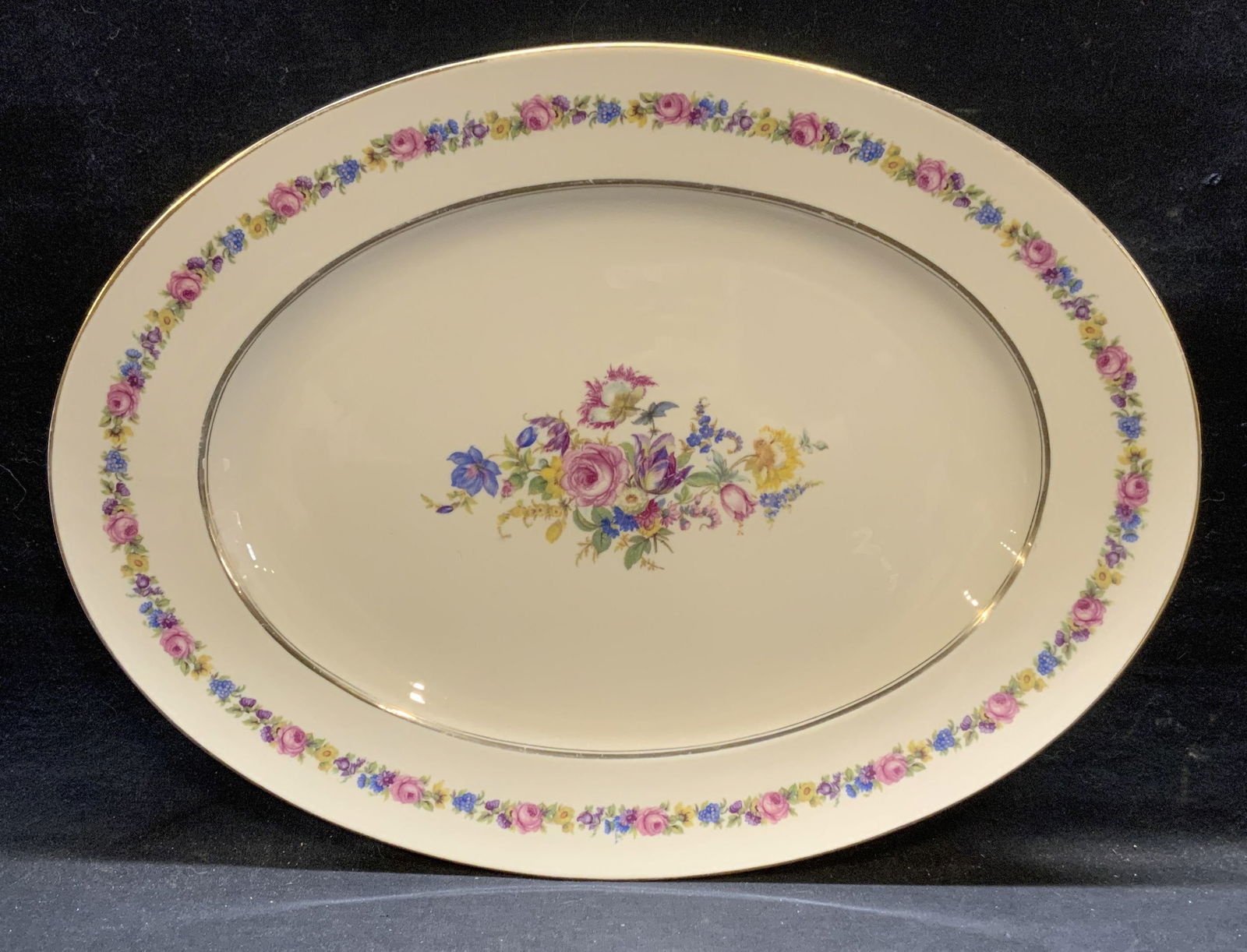 Vintage Porcelain Gilt Floral Oval Platter (1 of 6)