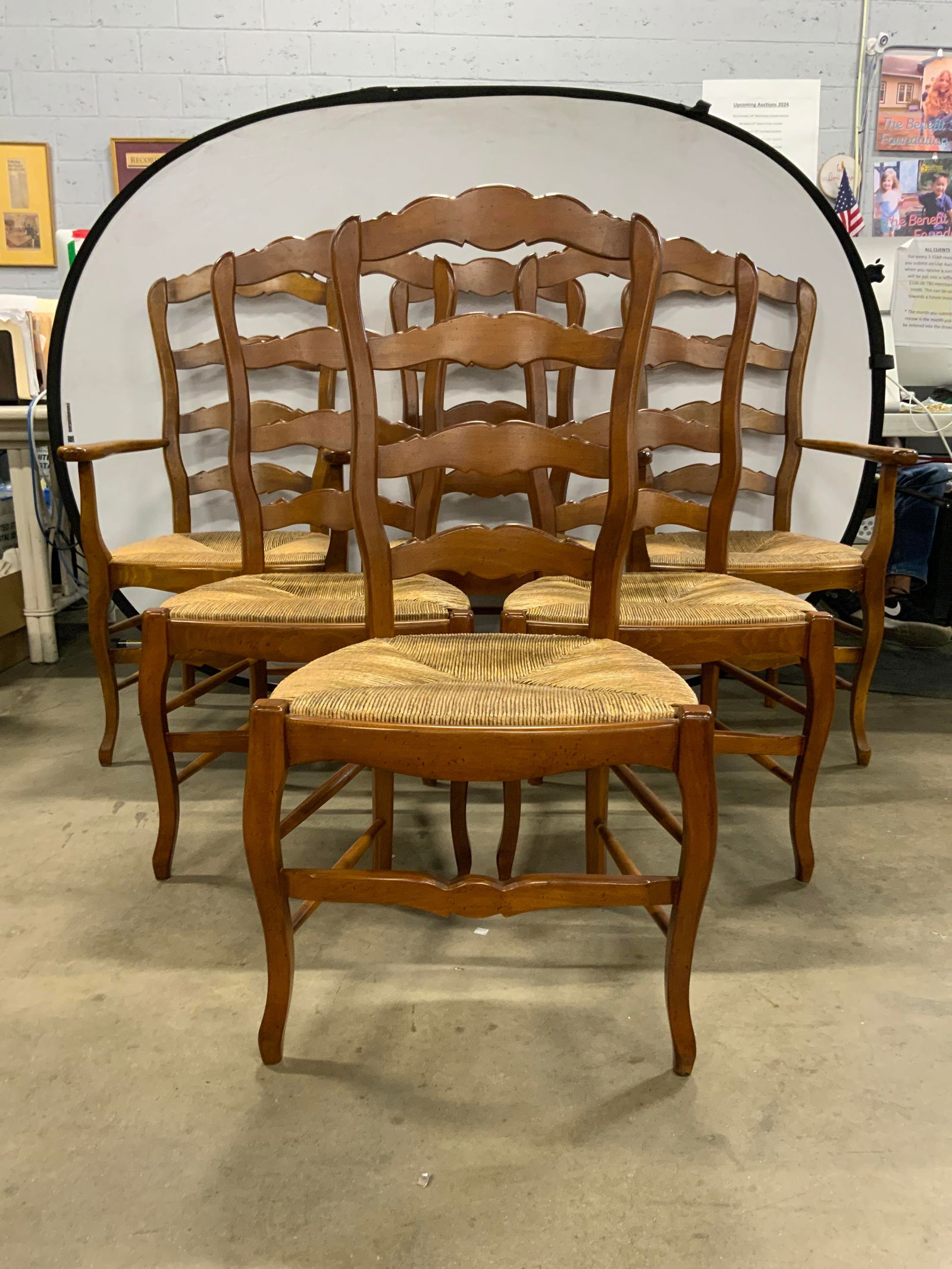 Set 6 Vntg Wooden Country French Dining Chairs (1 of 10)
