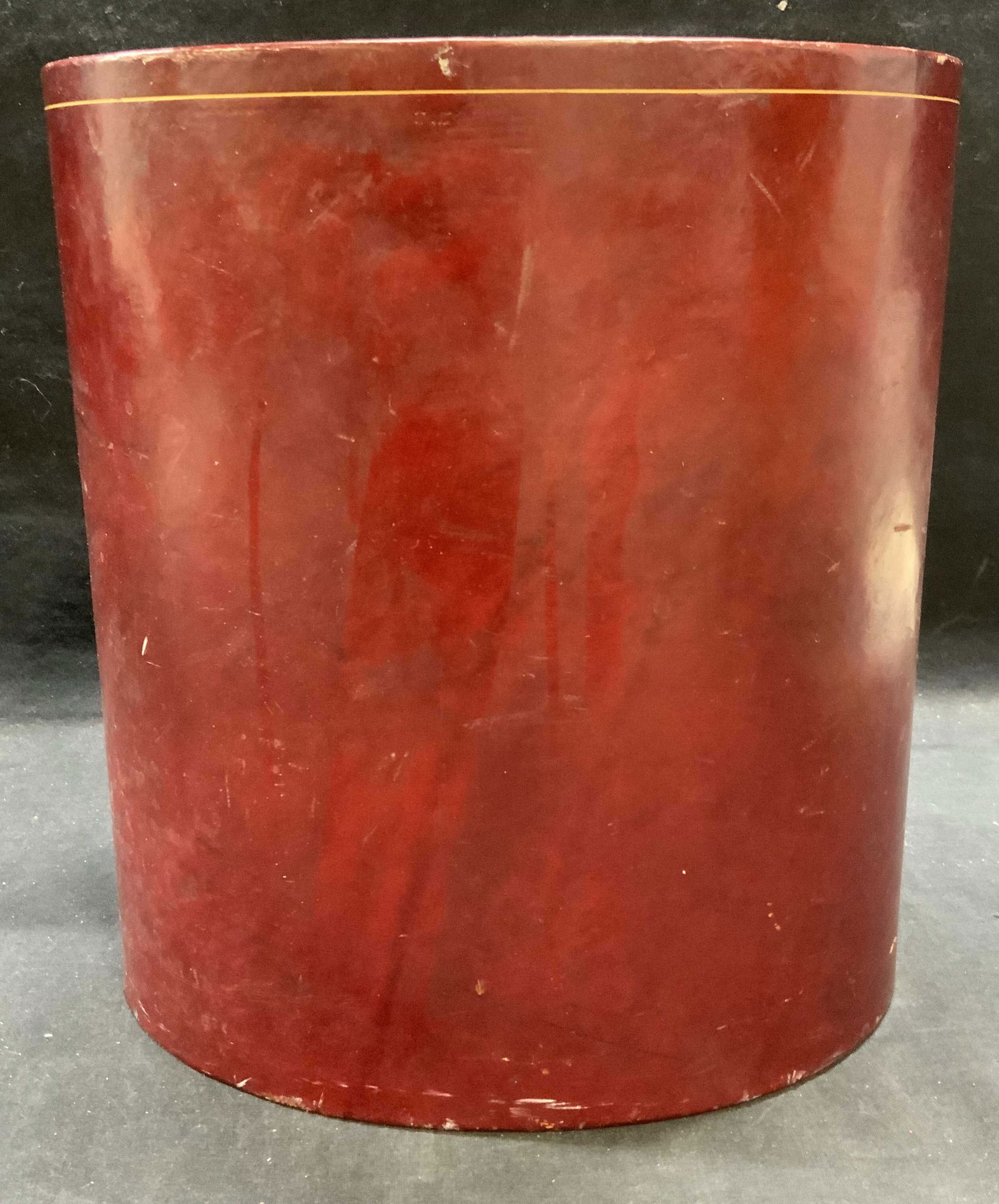 Red Leather Wrapped Gilt Waste Basket (1 of 6)
