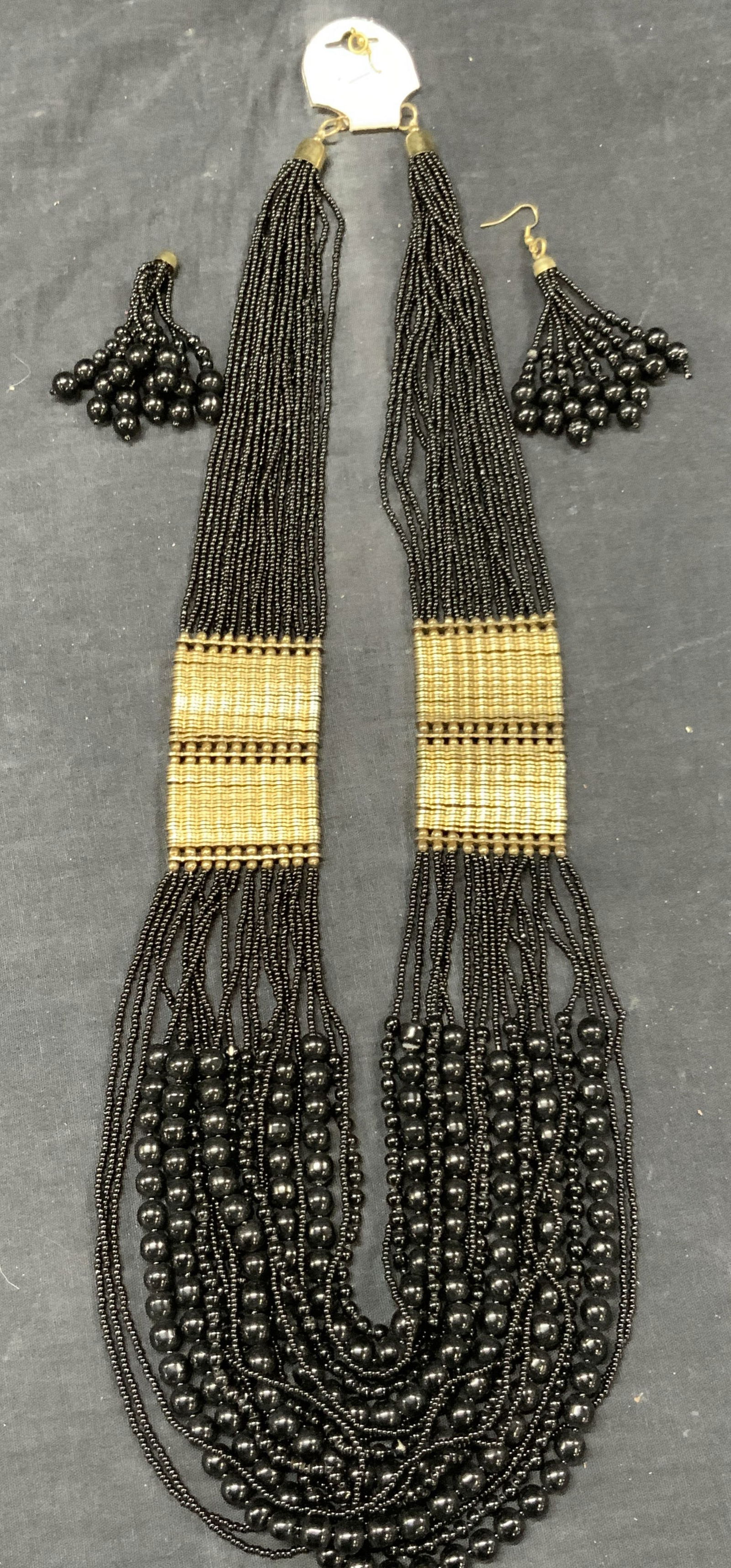 Matching Metal & Beaded Necklace & Earrings (1 of 7)