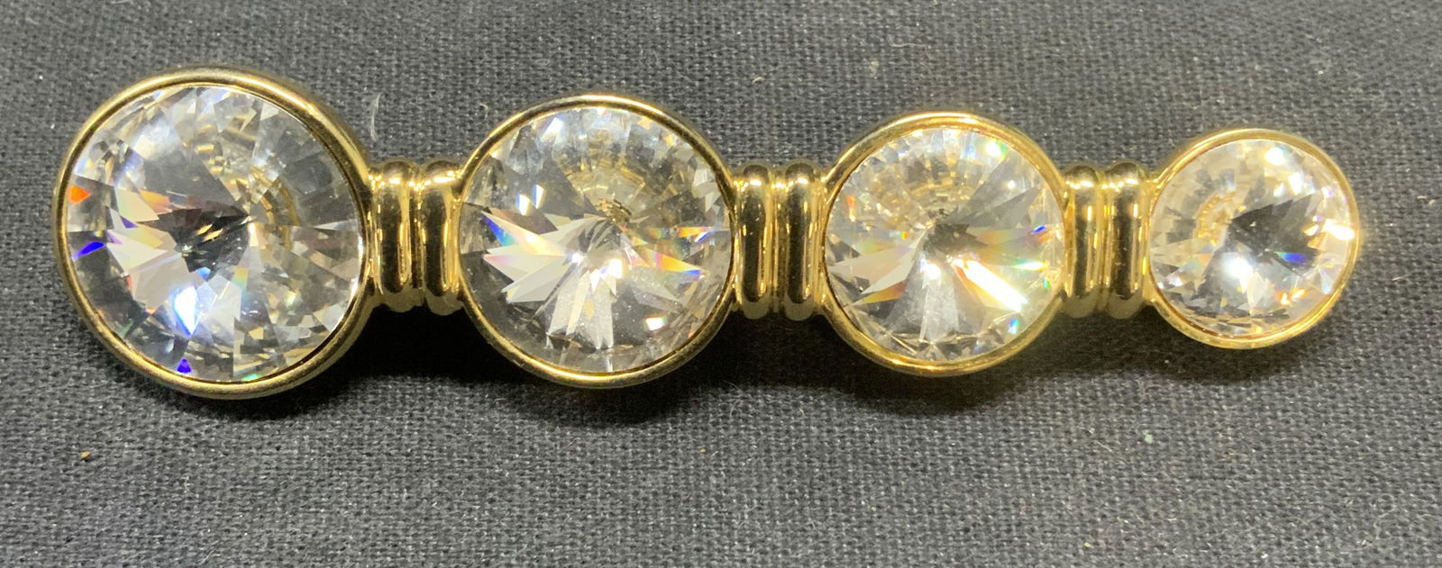 Gold Tone Round Crystal Brooch (1 of 5)