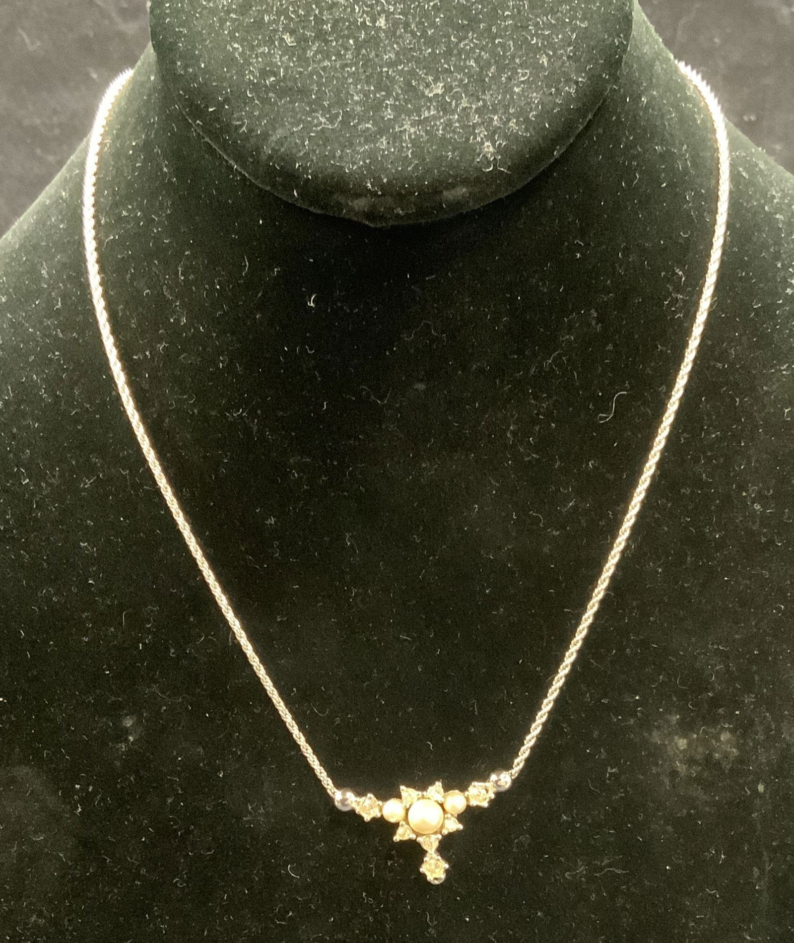 Christian Dior Silver Tn Faux Pearl Necklace (1 of 6)