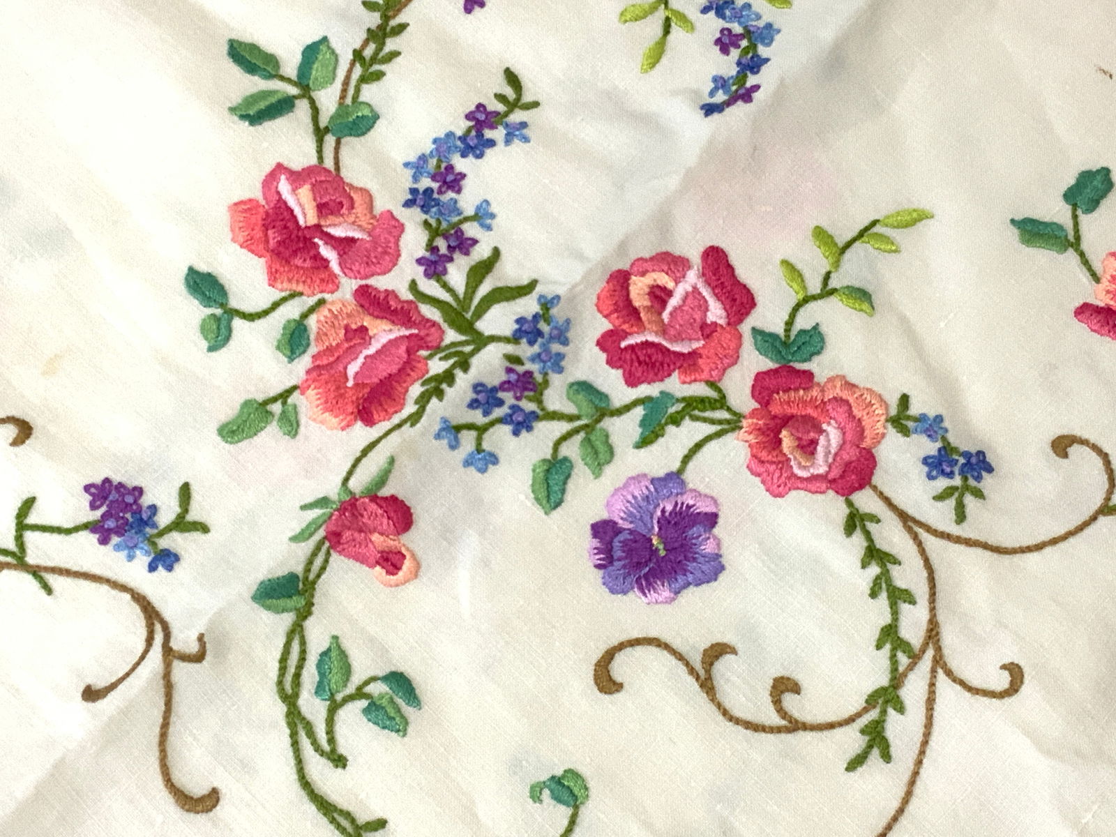 Hand Embroidered Square Linen Tablecloth (1 of 6)