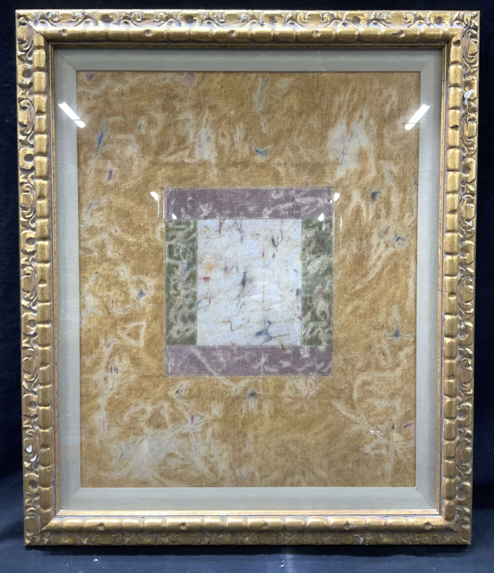 Hand Dyed Fabric Art, Gold Leafed Frame (1 of 7)