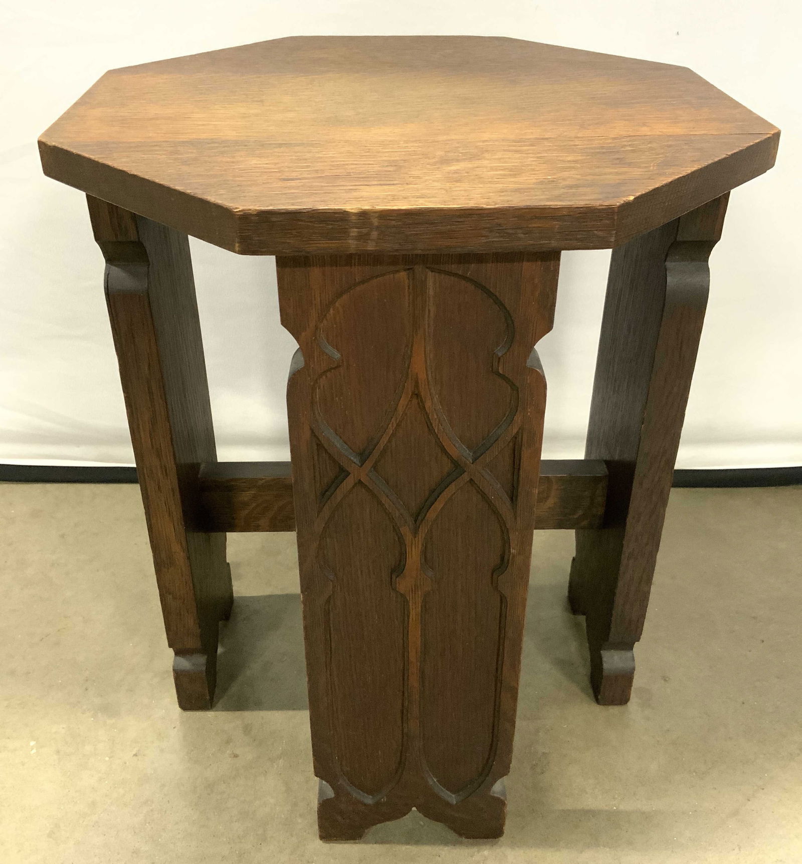 FREDERICK LOESER & CO Vtg Oak Octagonal Side Table (1 of 7)