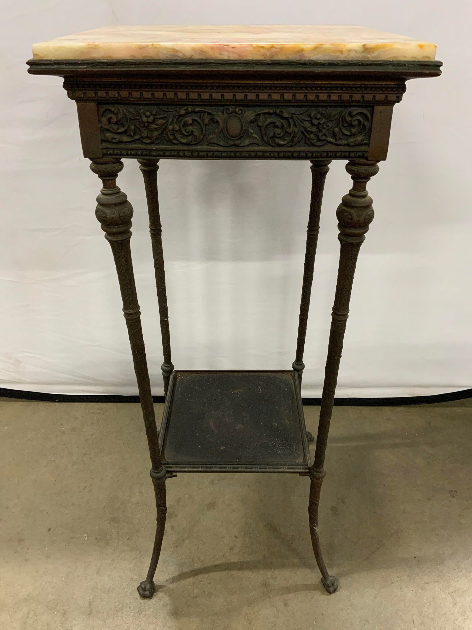 Antq Victorian Gilt Metal Marble Top Side Table (1 of 8)