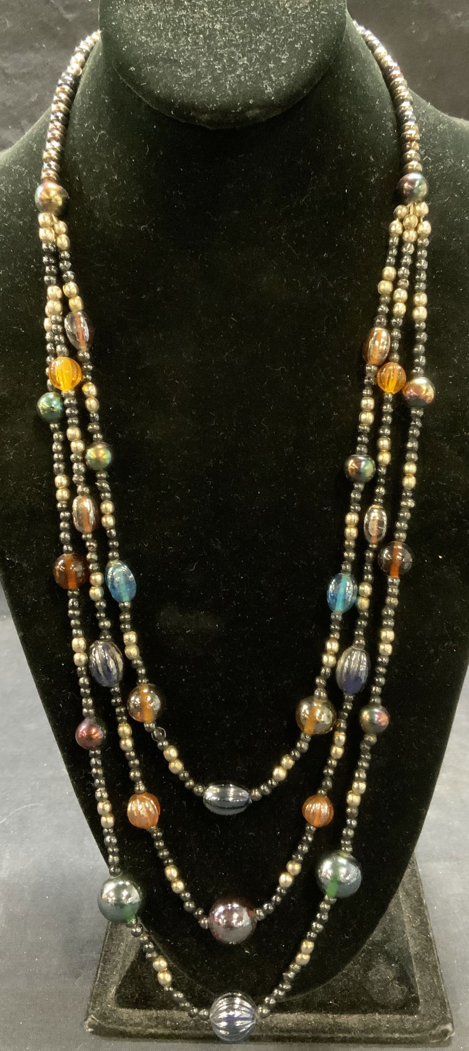 Metallic Glass Beaded Multi Strand Necklace (1 of 7)