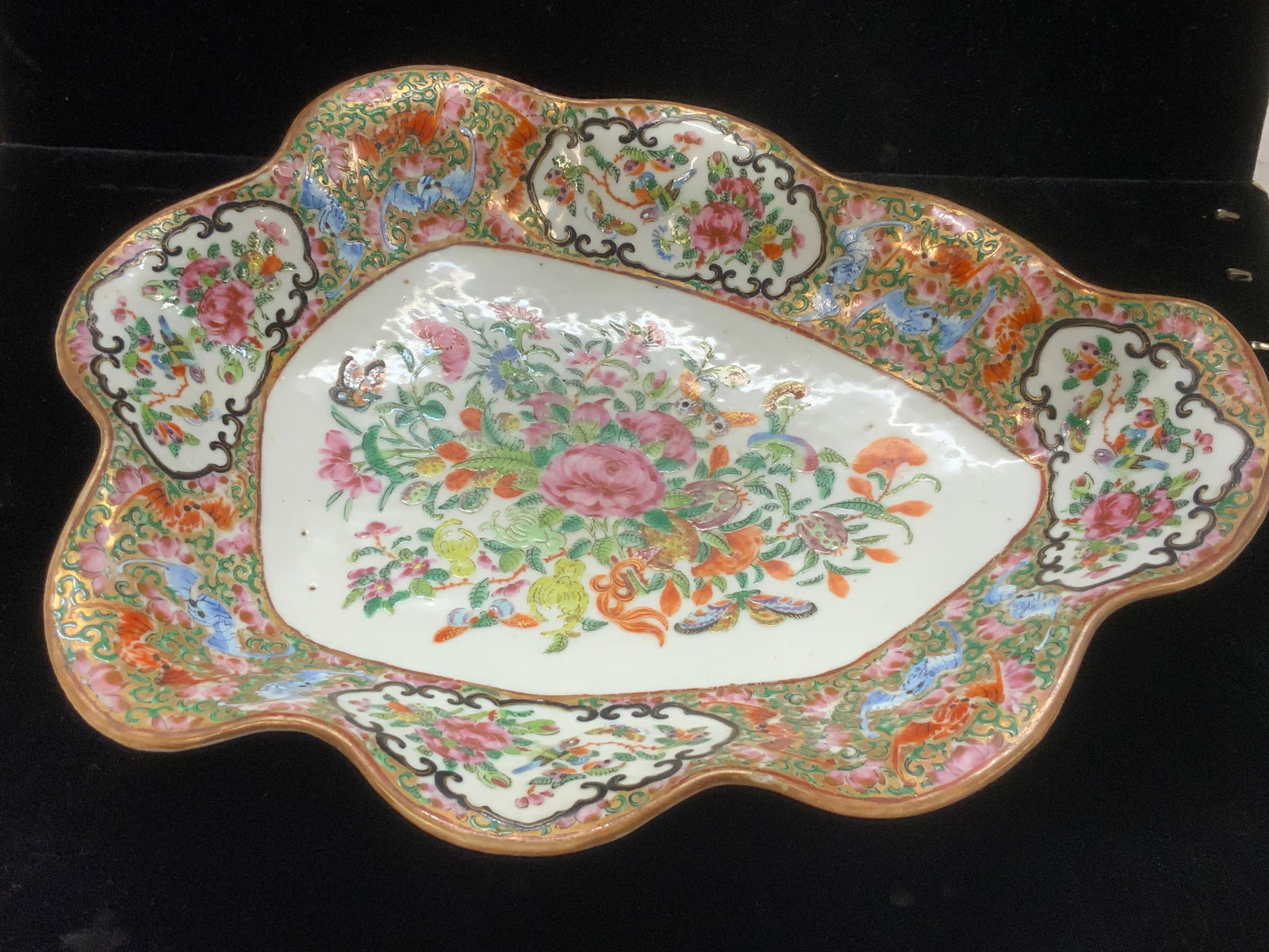 Antique Asian Chinoiserie Footed Porcelain Dish (1 of 10)