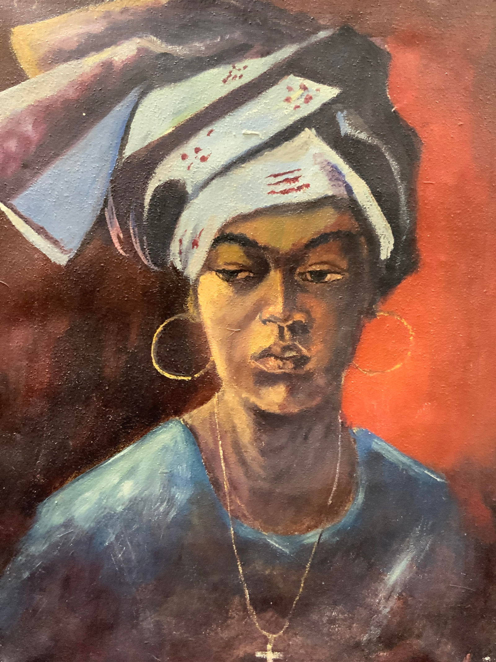 Sgd Vtg African Woman Portrait Oil Painting (1 of 8)