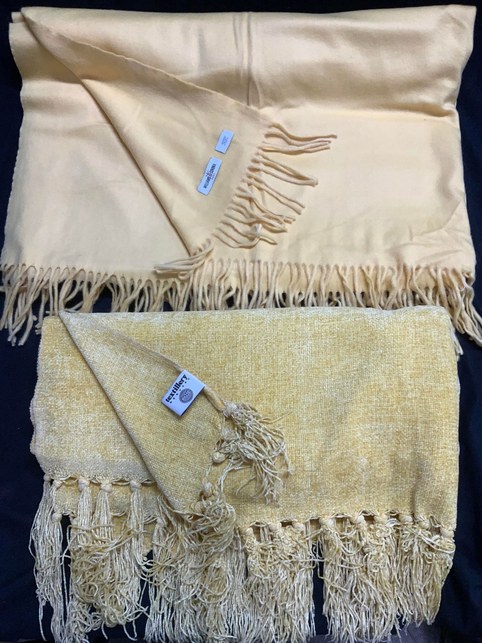 Lot 2 Yellow Cashmere & Chenille Throw Blankets (1 of 7)