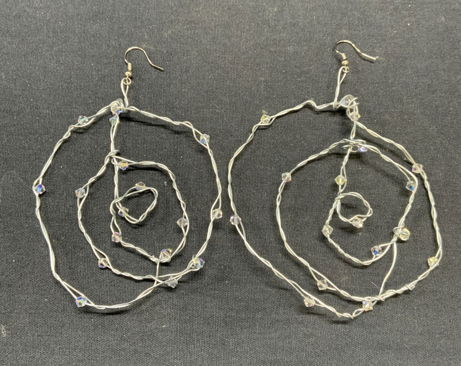 Silver Tone Crystal Statement Earrings 3.5 Inches (1 of 6)