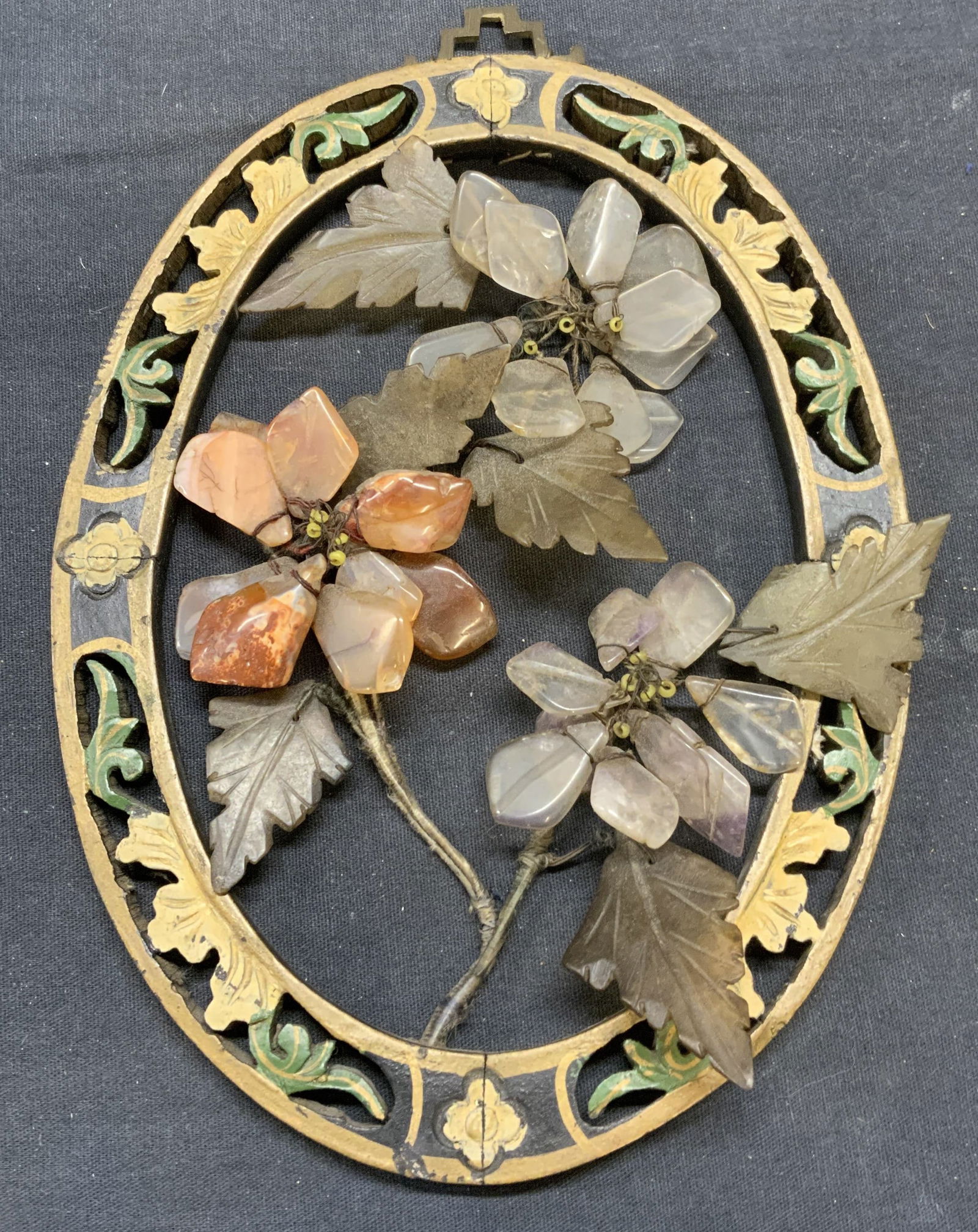 Chinese Gilt Stone Flower Wall Hanging (1 of 6)