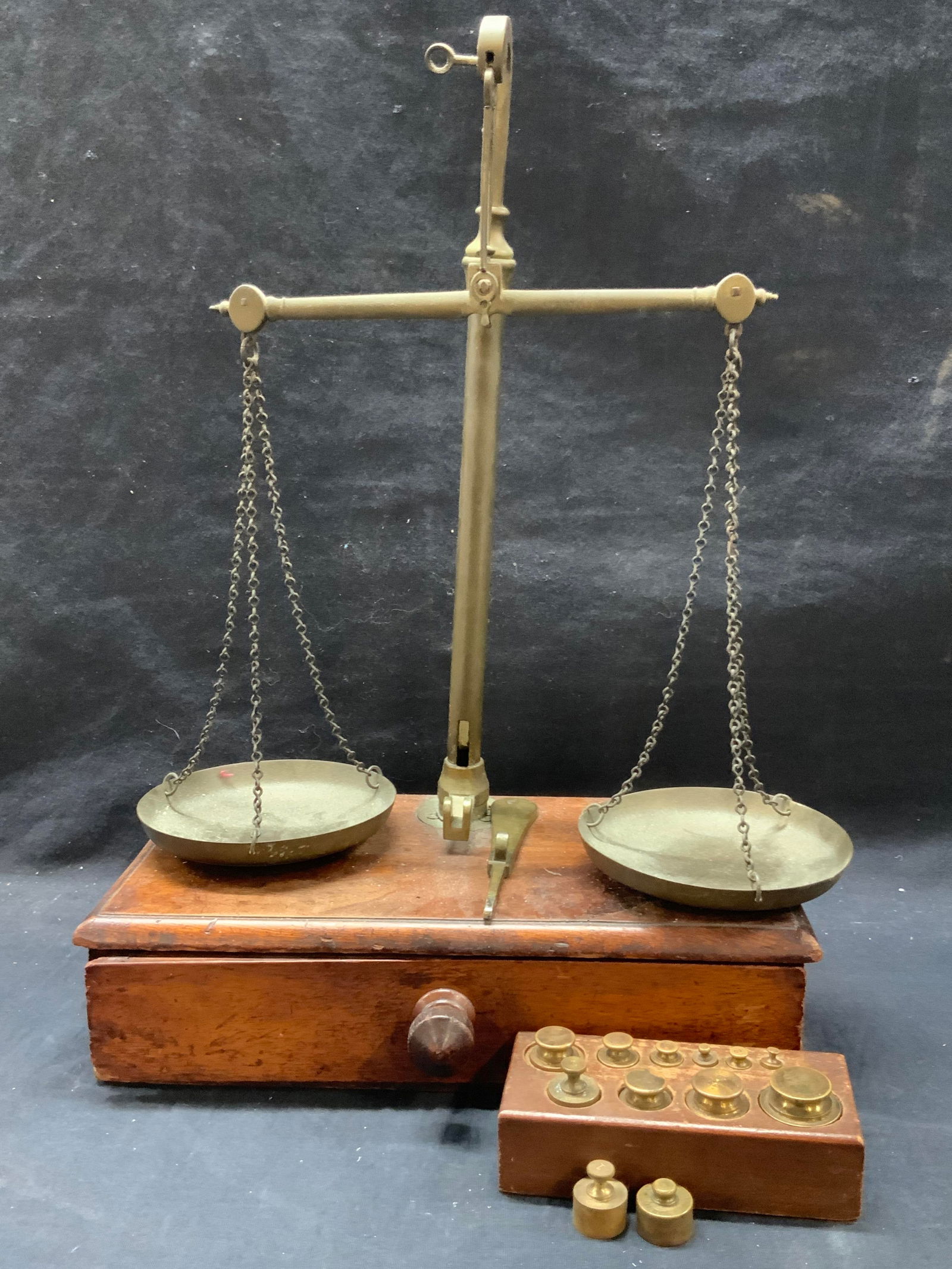 Vtg Hand Crafted Brass Scale W Weights (1 of 12)
