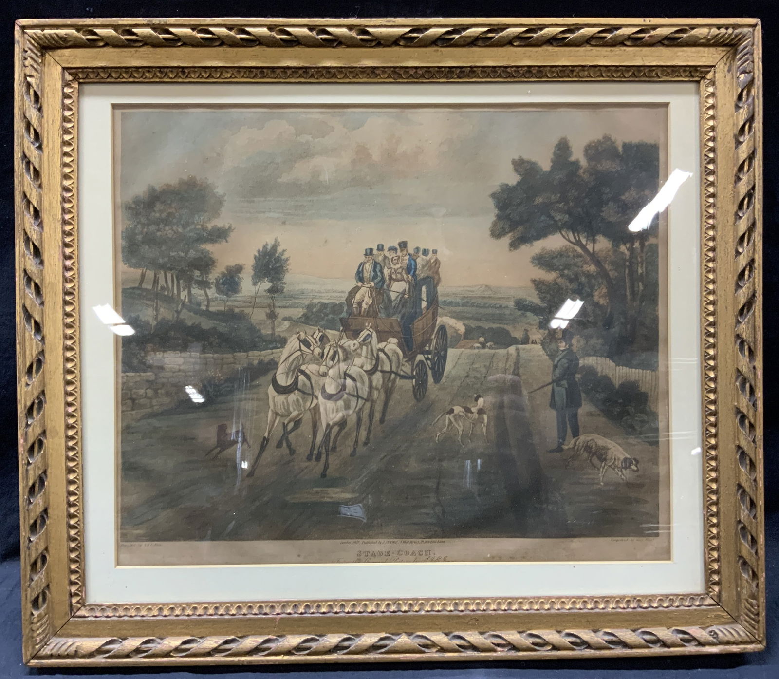 1827 Stage Coach Full Color Lithograph (1 of 11)