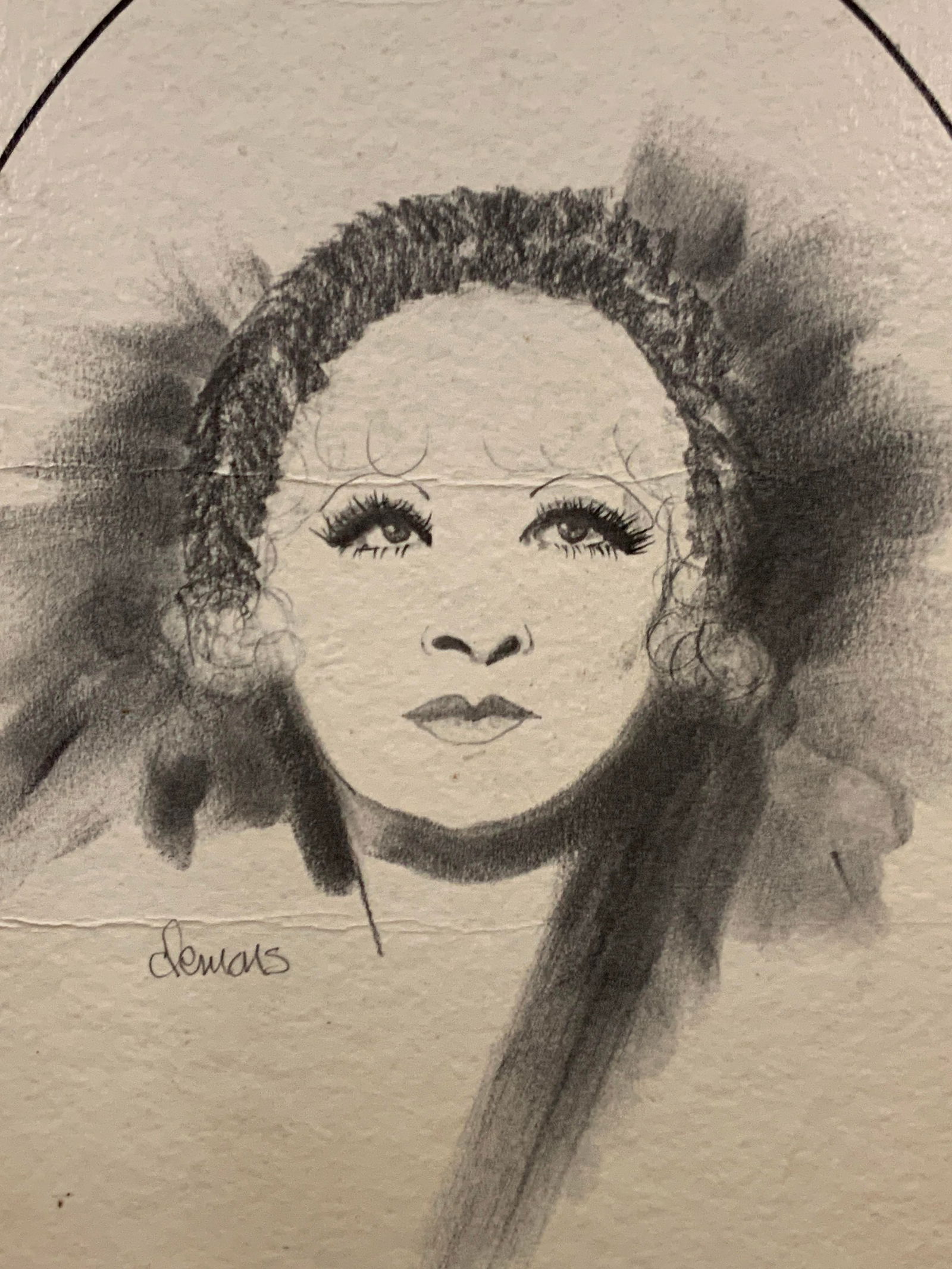 Vtg Sgd Graphite Portrait Lithograph (1 of 8)
