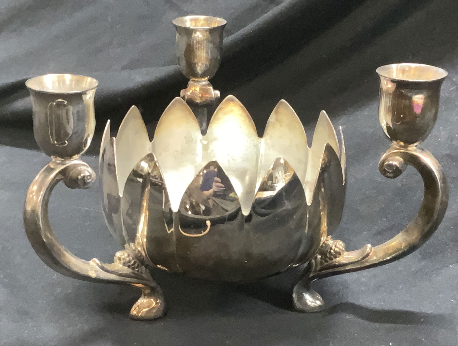 Leonard Silver Plate Tabletop 3-Arm Candelabra (1 of 6)