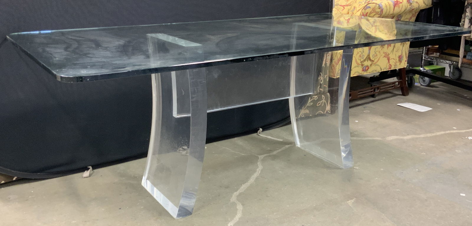 Vintage Lucite Base Glass Topped Dining Table (1 of 12)
