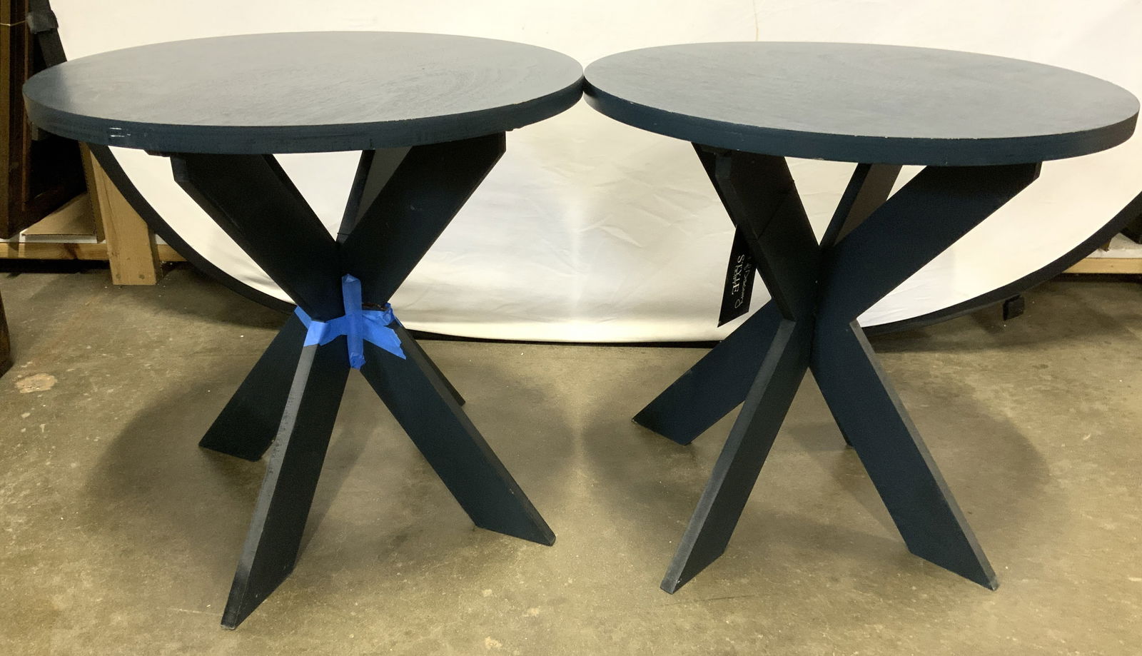 STYLECRAFT X Leg Round Wooden Side Tables (1 of 8)