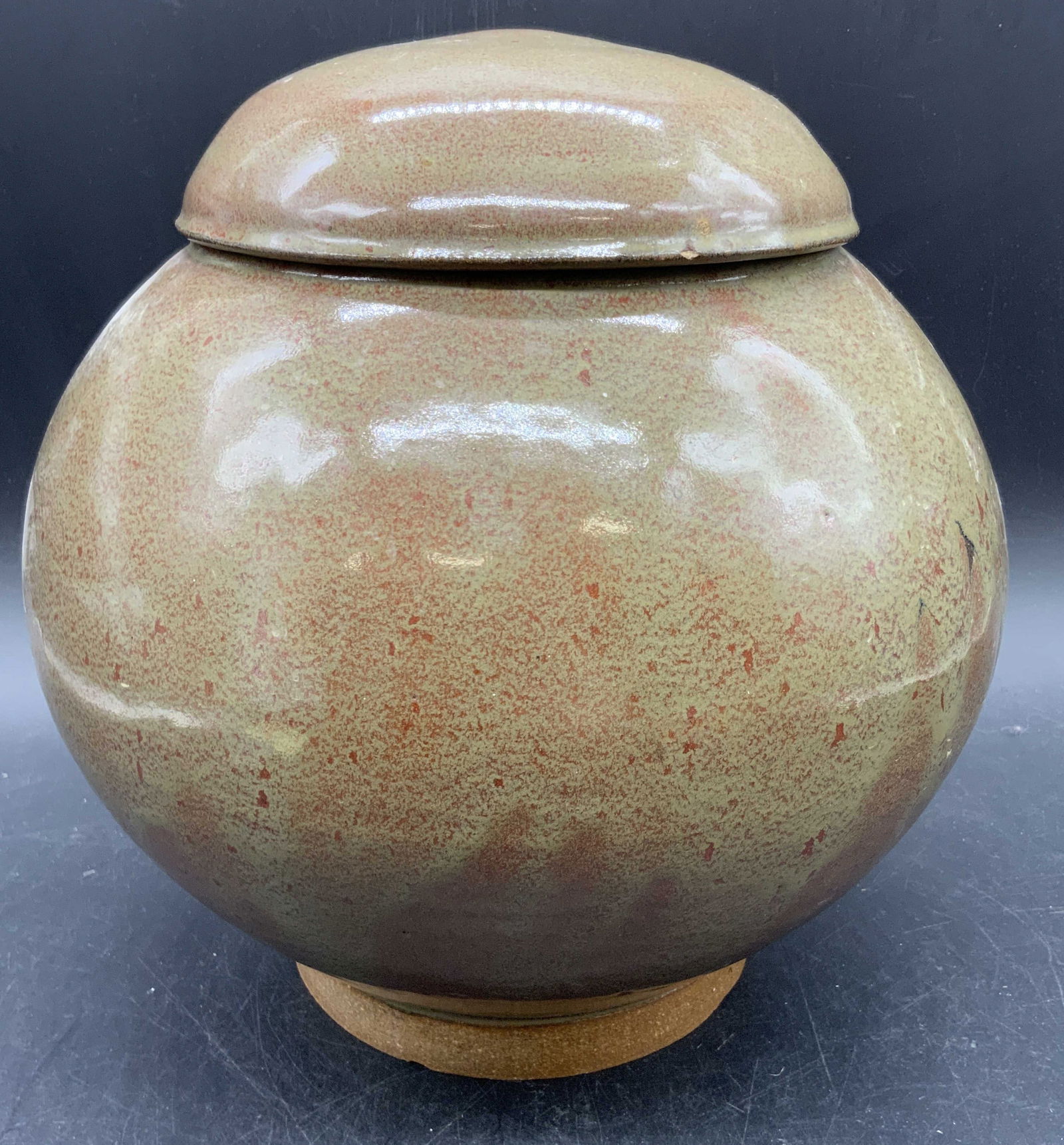 Vintage Artist Signed Handmade Pottery Vessel, Lid (1 of 8)