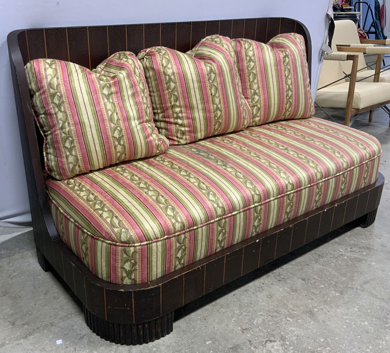 Vintage Art Deco Pink & Green Upholstery Sofa (1 of 11)