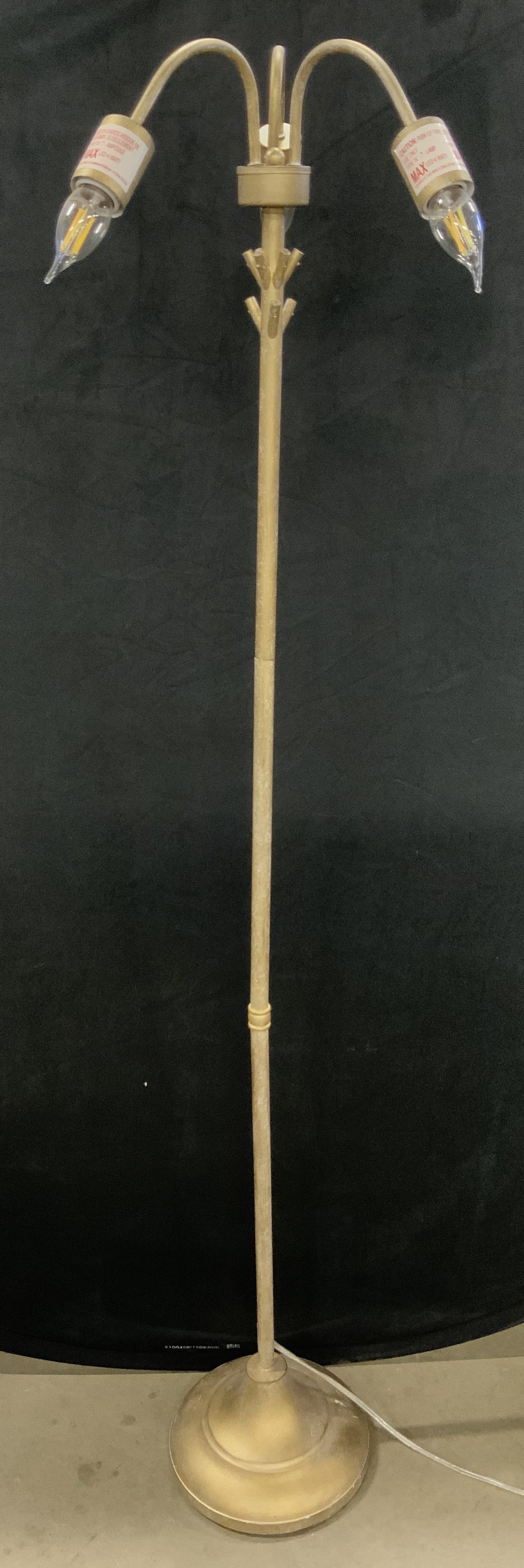 Three Arm Gilt Metal Floor Lamp 61in (1 of 7)