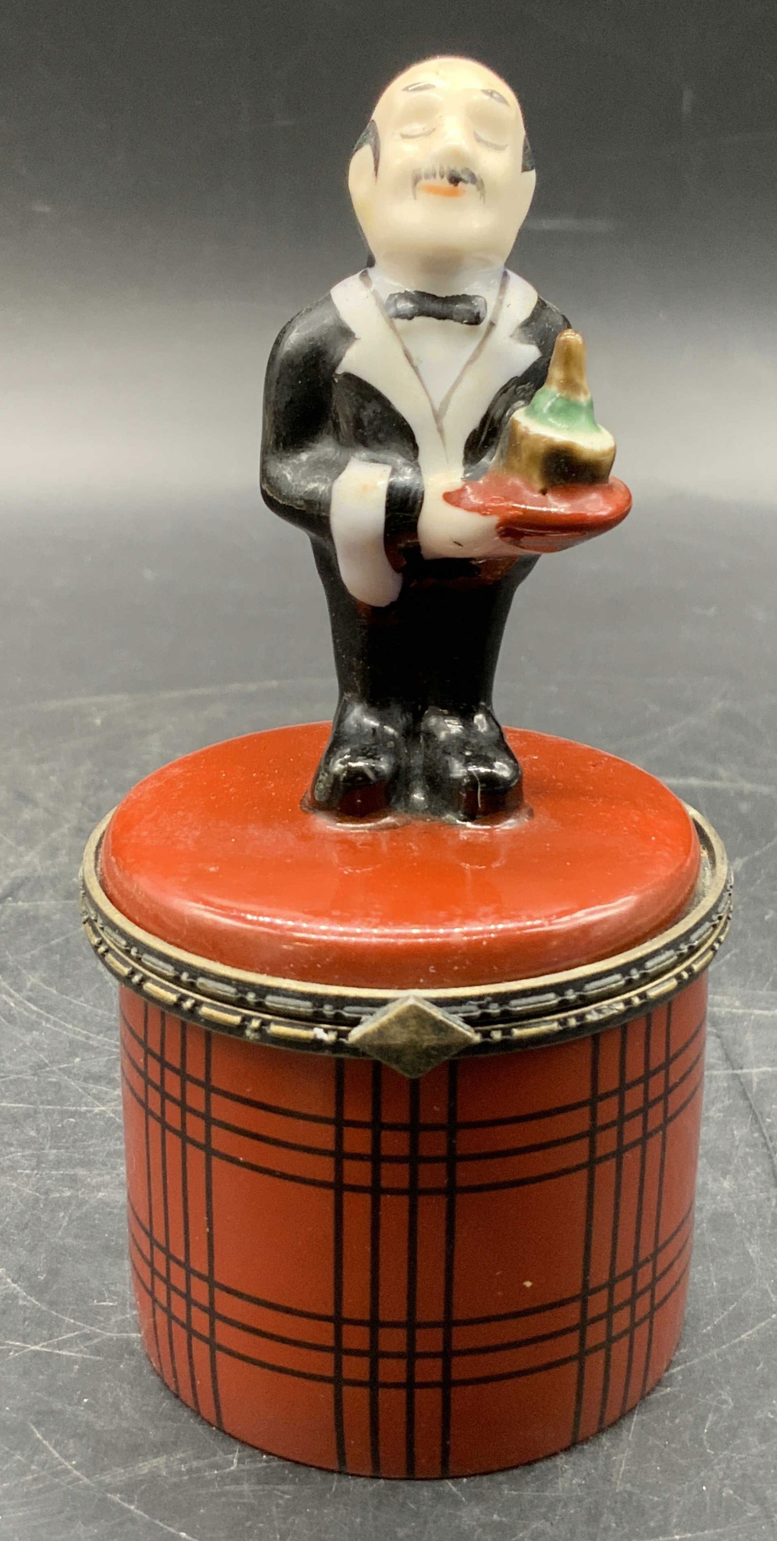 Vintage Ceramic Butler Figural Trinket Box, Hinged (1 of 10)