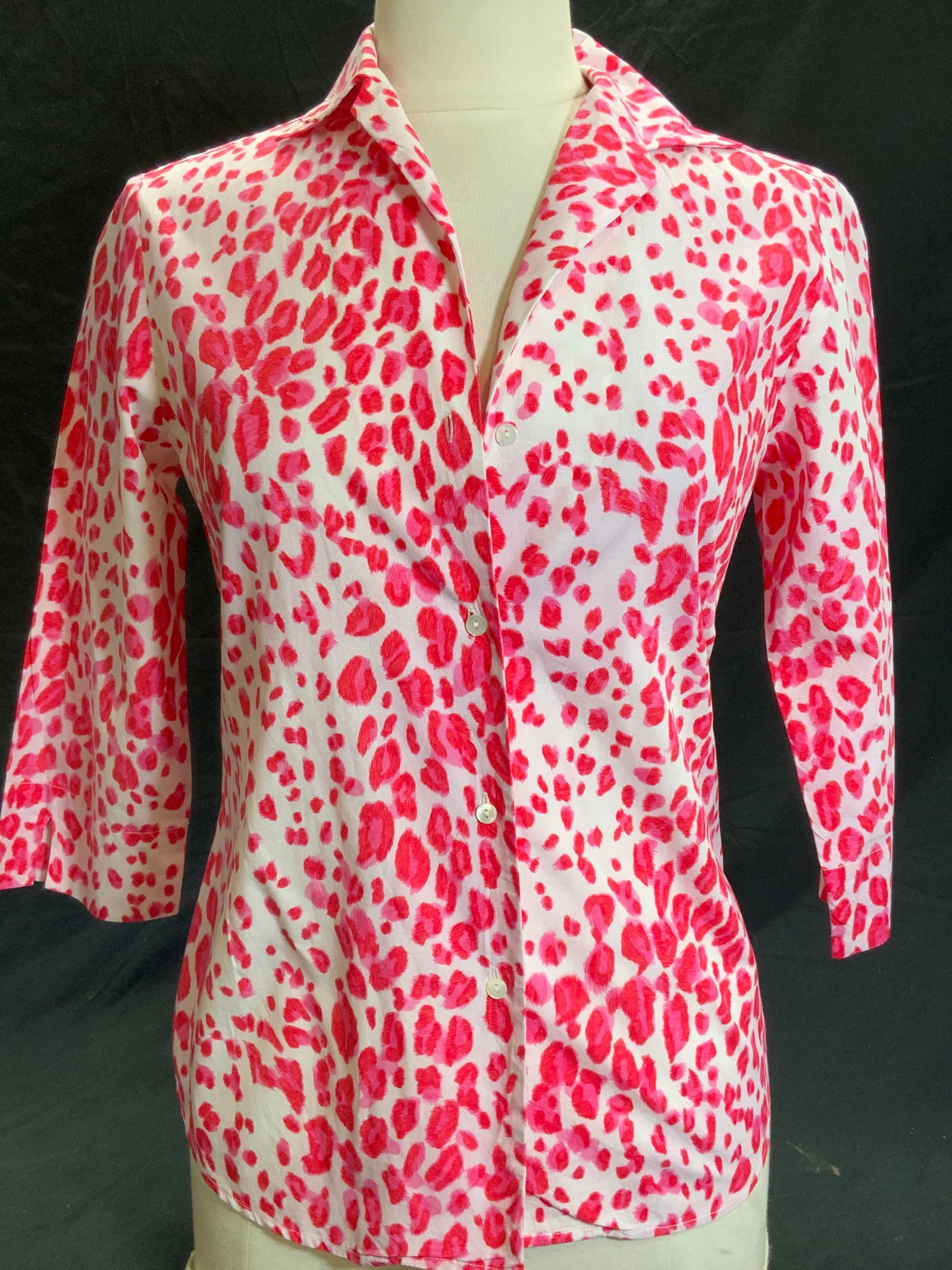 Leggiadro Bright Pink Leopard Print Cotton Shirt (1 of 6)