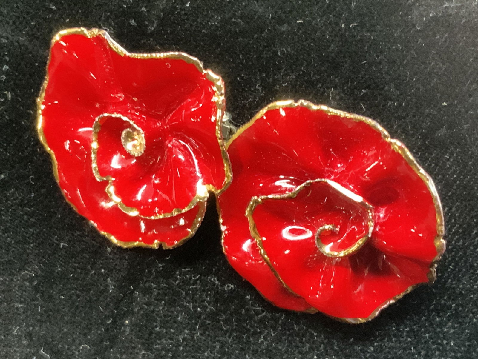 Hand Crafted Painted Ceramic Rose Clip Earrings (1 of 7)