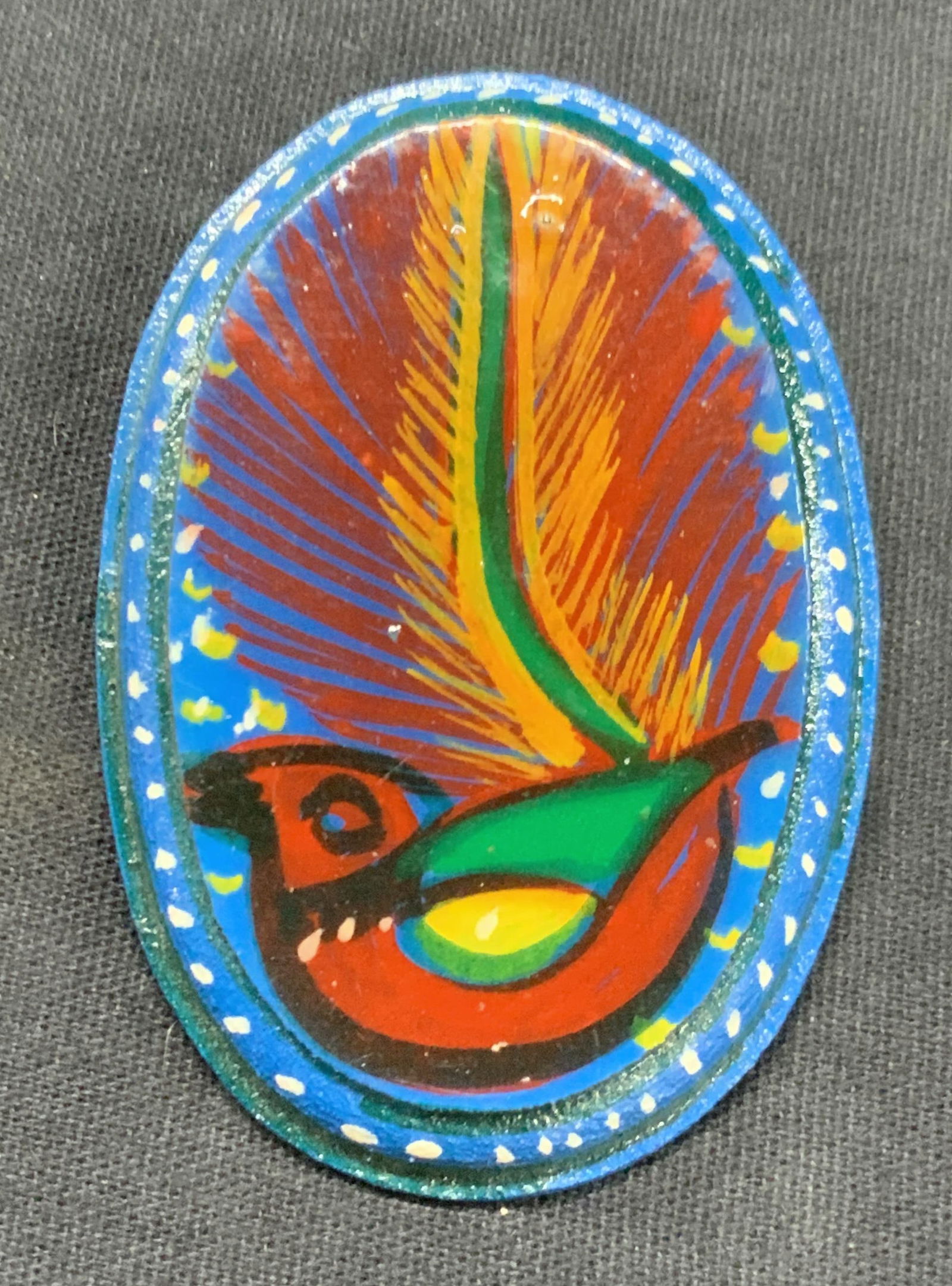 Hand Painted Folk Art Bird Accessory (1 of 6)