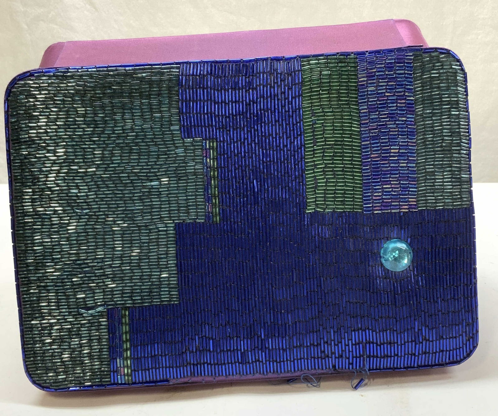 Beaded Fabric Covered Jewelry/ Keepsake Hinge Box (1 of 7)