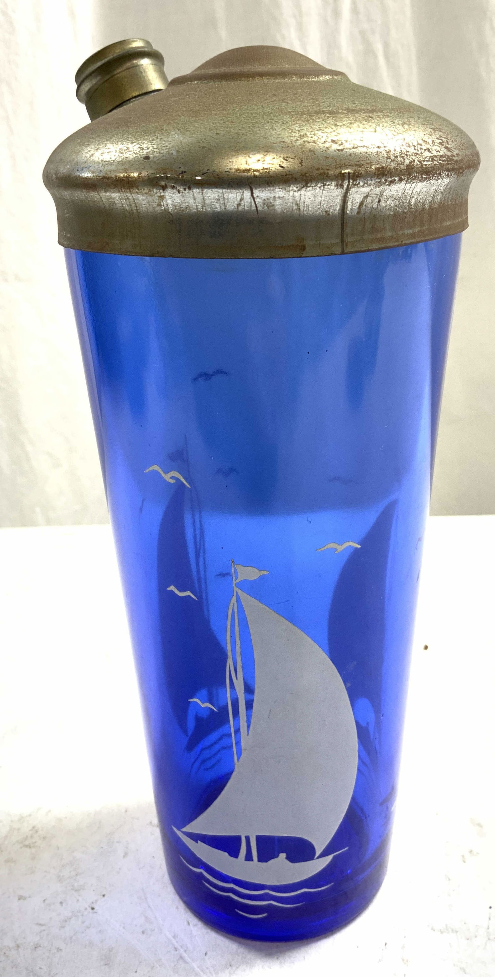 Hazel Atlas Cobalt Blue Vtg Cocktail Shaker W Lid (1 of 6)