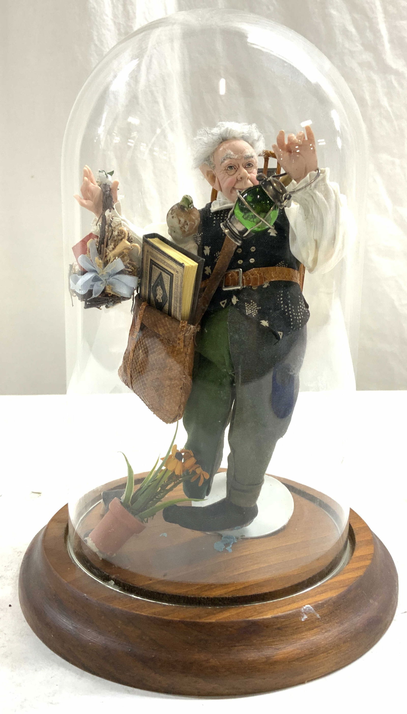 Vintage Male Figure W Lantern W Glass Dome (1 of 7)