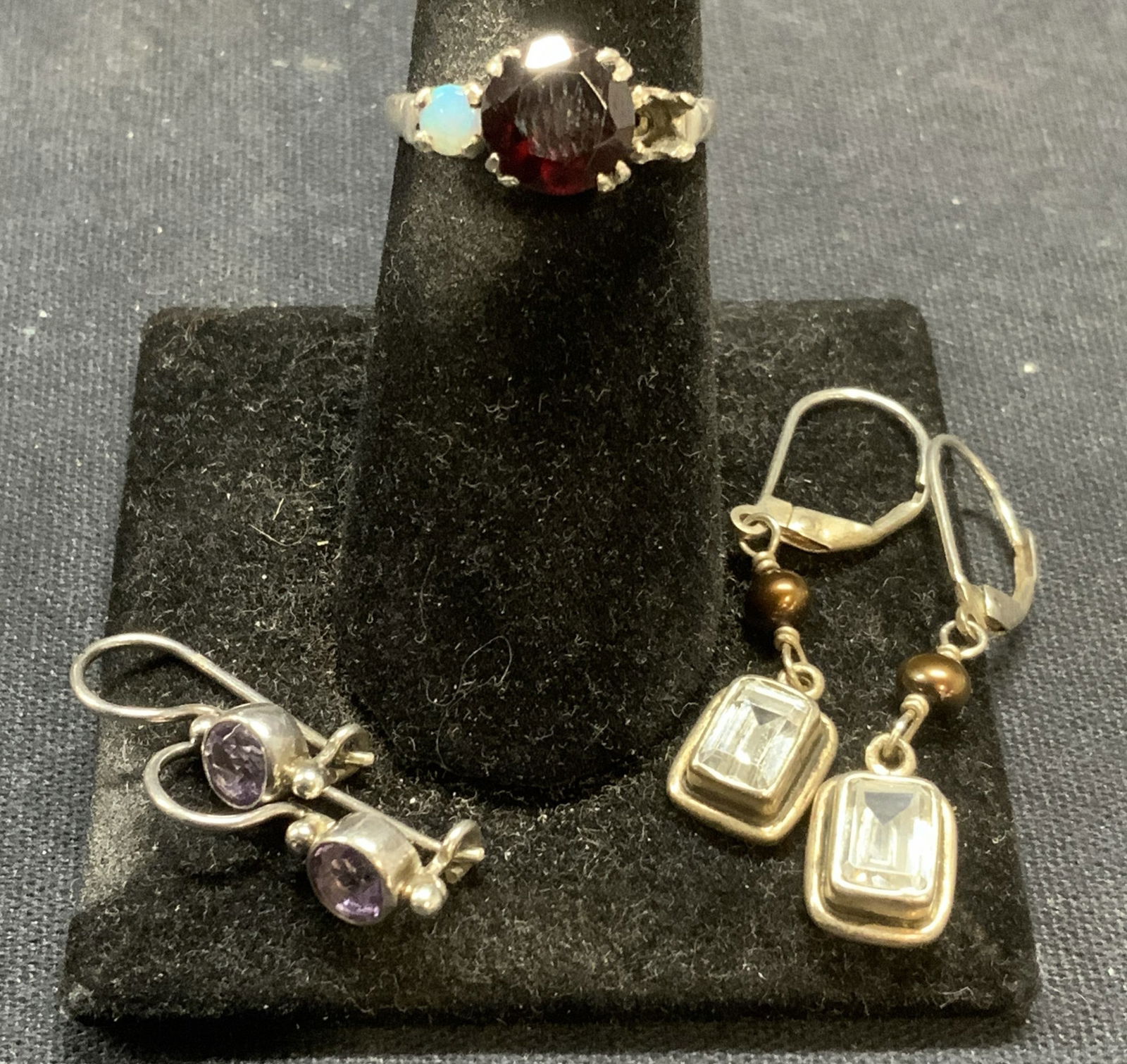 Lot 3 Sterling Silver Earrings & Ring (1 of 7)