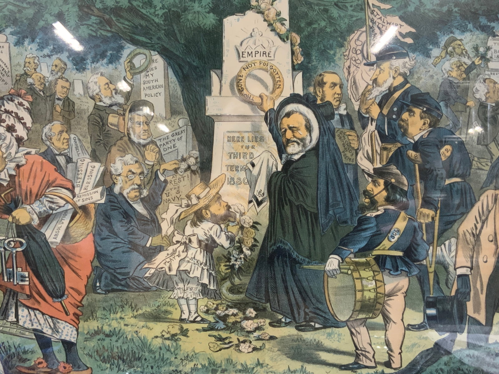 Decoration Day 1883 Puck Illustration: Marked Puck on upper margin, and reads Decoration day 1883, they deck with flowers this day of decoration full many a blighted hope and reputation depicts the politicians in mourning over graves that 