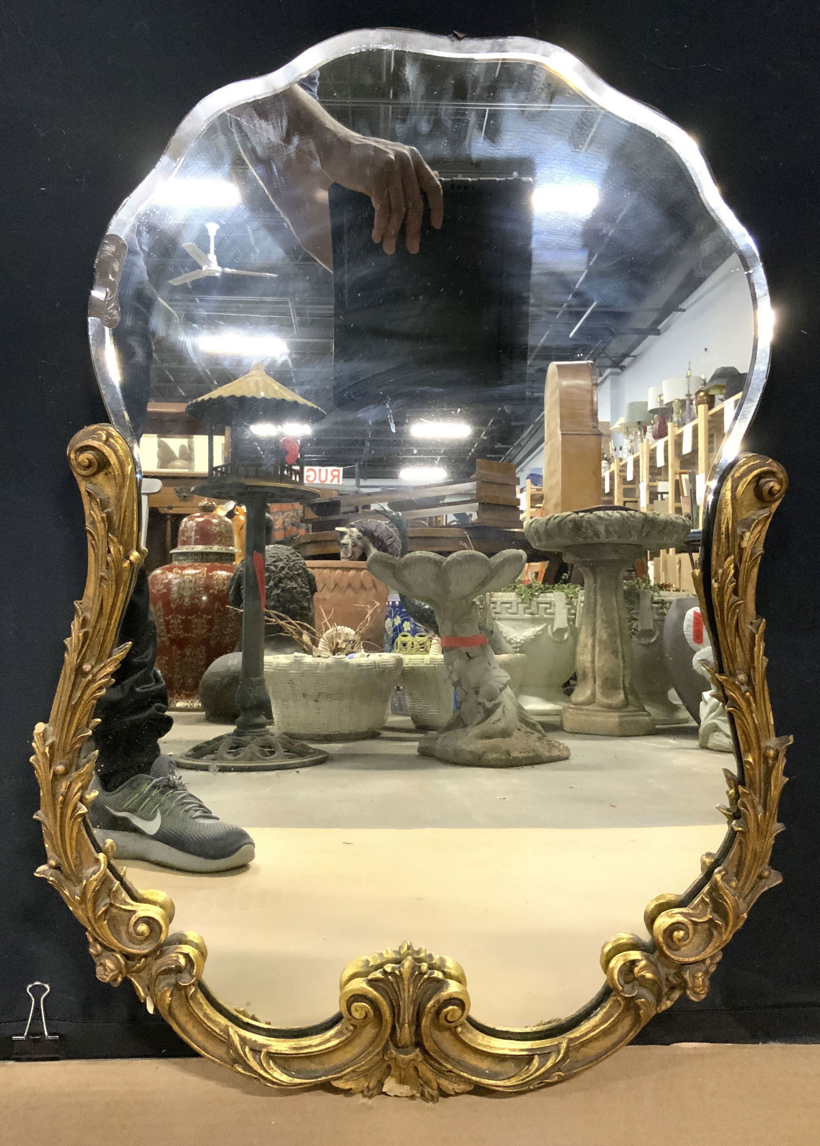 Ornate Victorian Gilt Wood Frame Beveled Mirror (1 of 6)