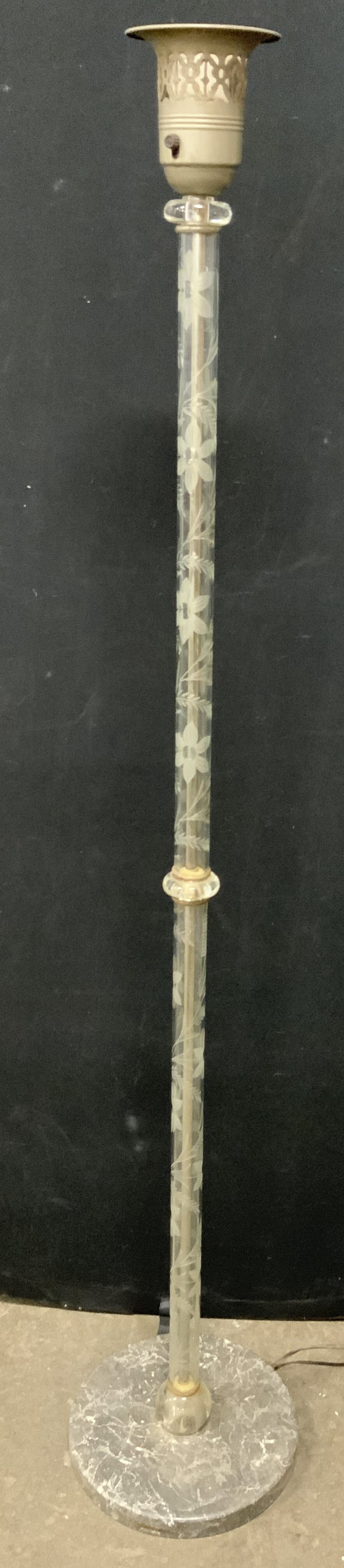 Frosted Glass Floor Lamp W Stone Base (1 of 7)